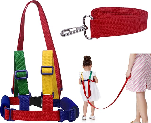 Toddler Walking Harness and Safety Leash Anti-Lost, 2 in 1 Baby Safety Band for 1-5 Years Kids Learning Walking Anti-Lost Wrist Link Toddler Anti-Lost Rope for Children (Upgraded Version)