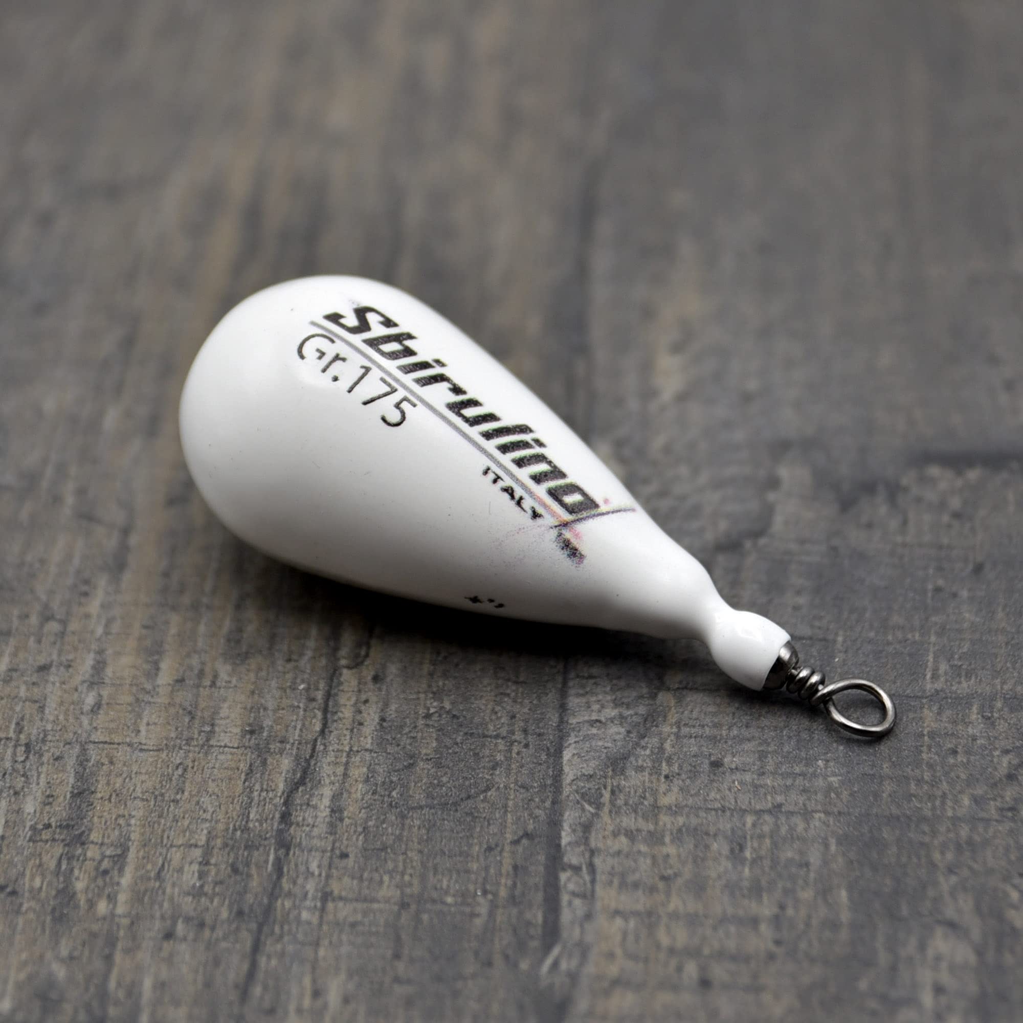 Sbirulino® Set de 4 piezas de lastres de pesca en forma de pera plastificados blancos con vértebra