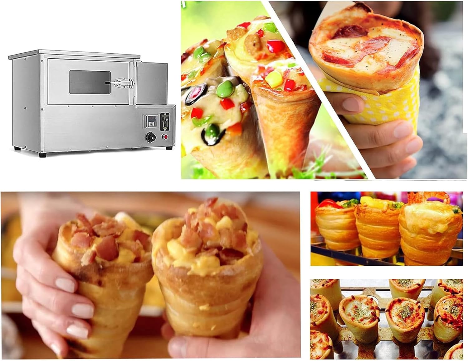 Pizza Cone Oven, Commercial Pizza Cone Making Machine with 5 Rotating Racks, Output: 12 Pieces/4 Minutes, Even Heating, for Baking Pizza Cones