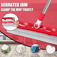 Vista 4 de MASTERTOP Trapeador de suelo plano, trapeador de polvo de microfibra con 4 almohadillas lavables, mango largo ajustable de acero inoxidable, mopa