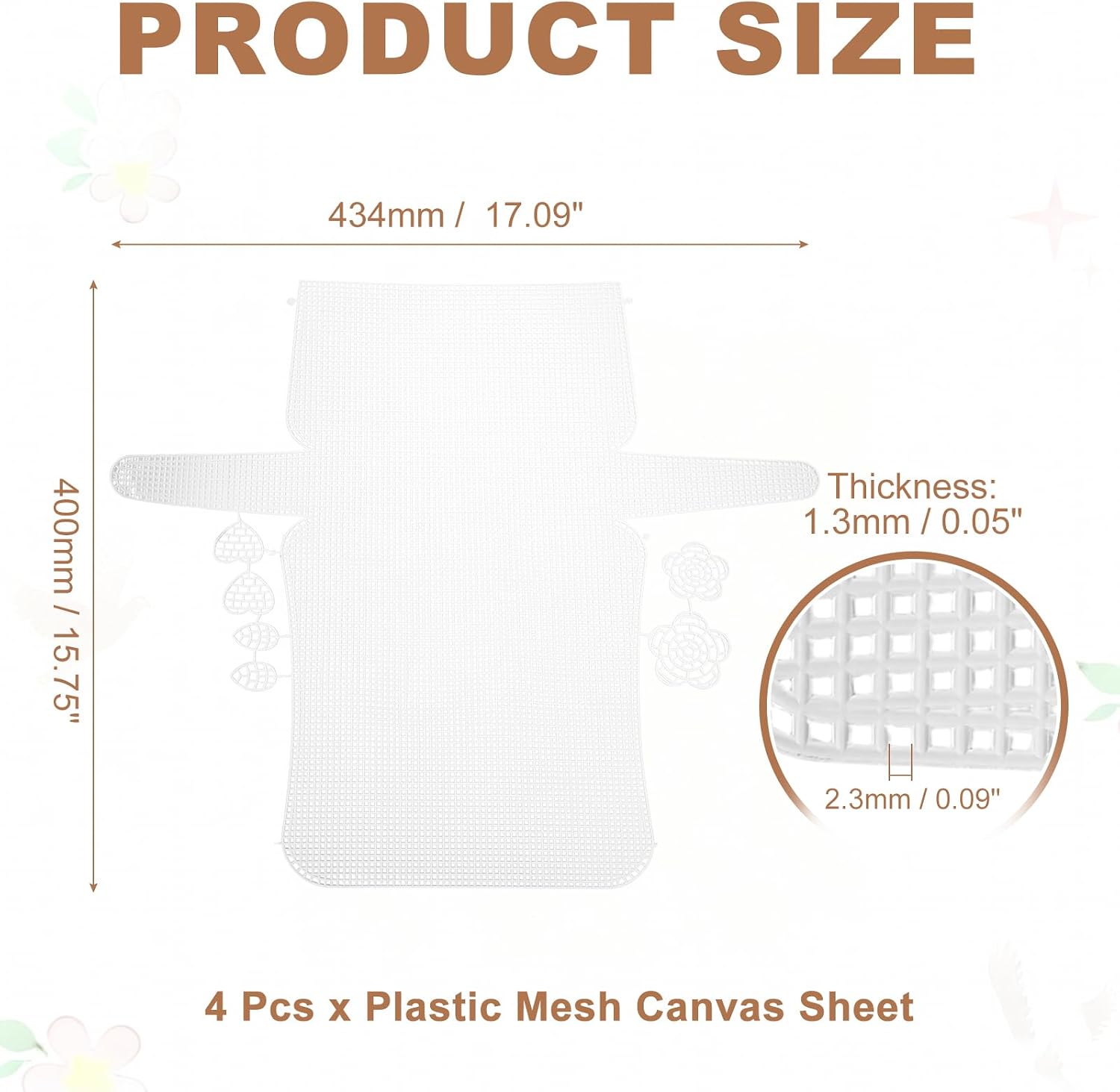 uxcell 4Pcs Plastic Mesh Canvas Sheet, 17.1 x 15.7 Inch Plastic Mesh Sheet for Crochet Purse Making, Blank Canvas for Embroidery, Crafting, DIY Project, White (Medium, 23 cm)
