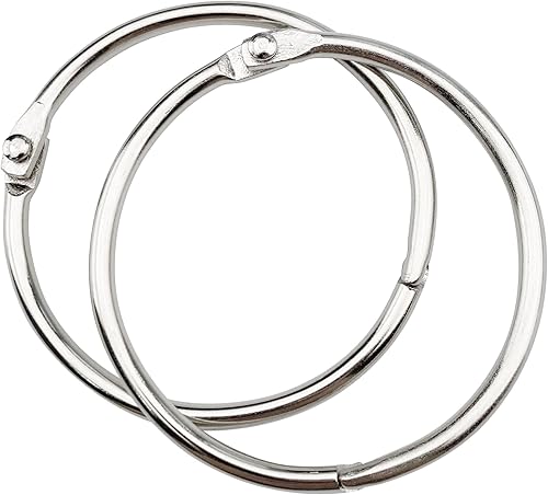 Miniatura 5 de 2 pulgadas (paquete de 38 anillos) para carpeta de hojas sueltas, llavero de metal chapado en níquel, anillos de acero chapado en níquel, plata,