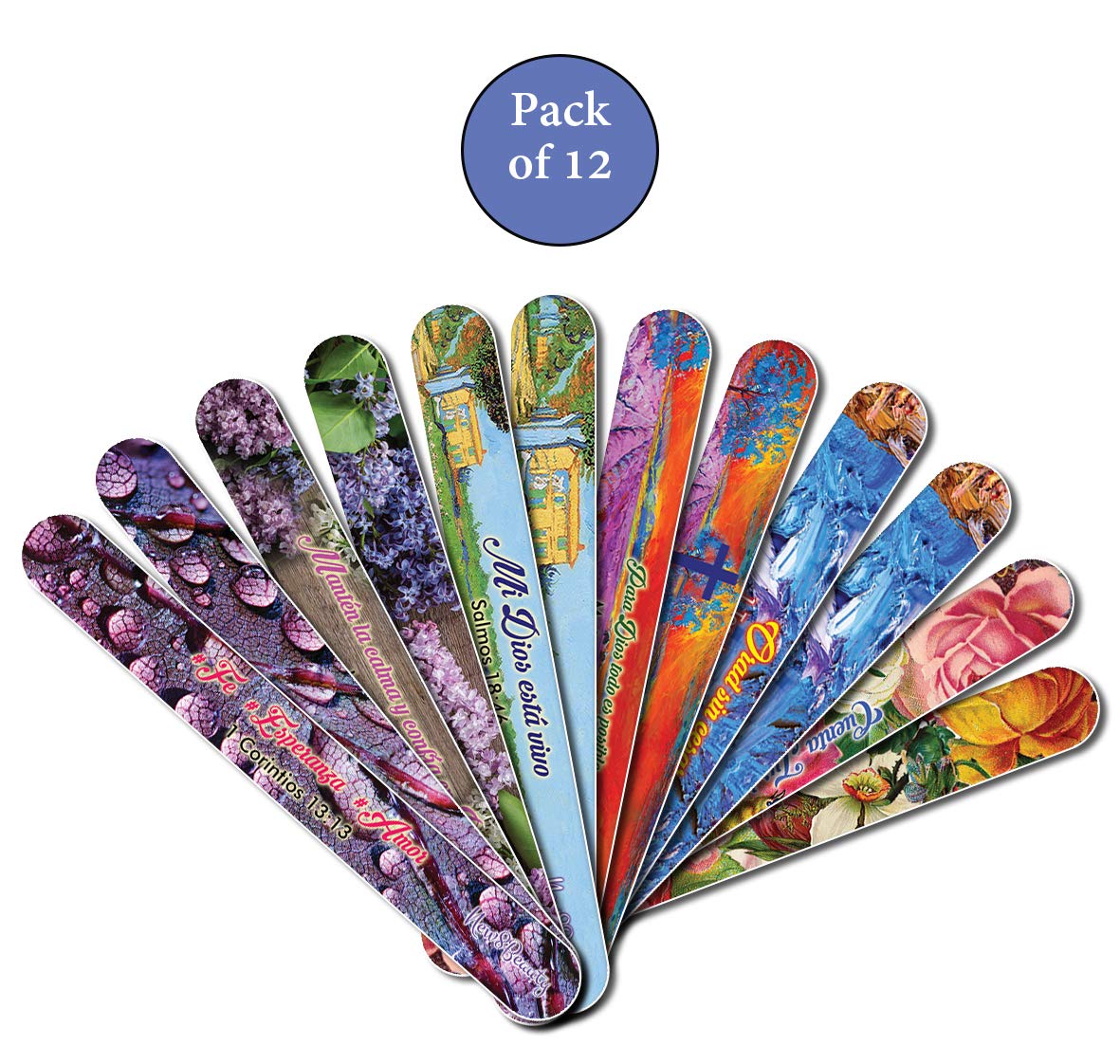 Español Cristiano lima de cartón - amor de la esperanza (12-Pack) - Profesional lima de uñas Set - 150/150 Grit - embutidoras de la media de calidad Premium Ideas de regalos para mujeres y hombres