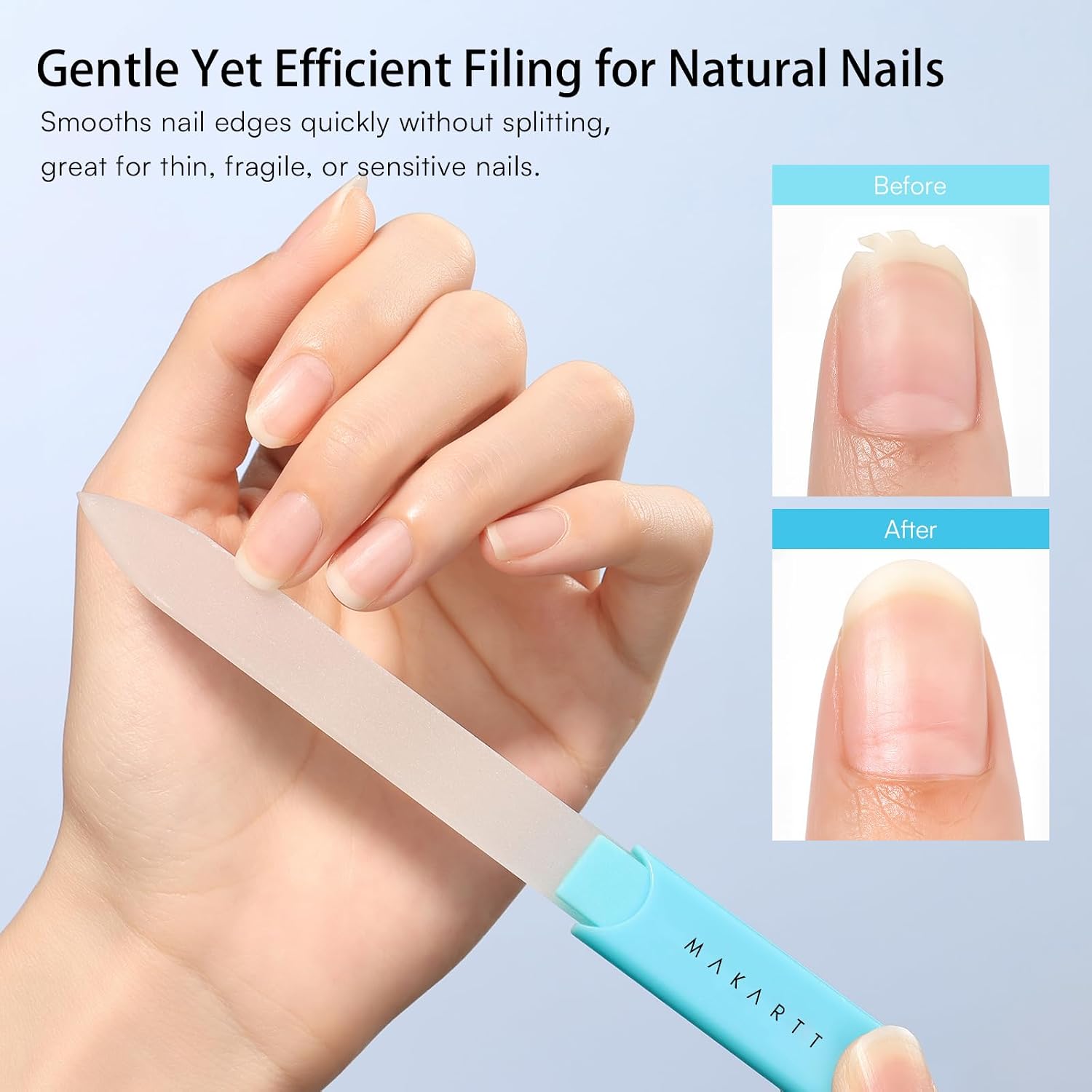 Makartt Glass Nail File for Natural Nails: Reusable Nail Care Tool, Blue image 3