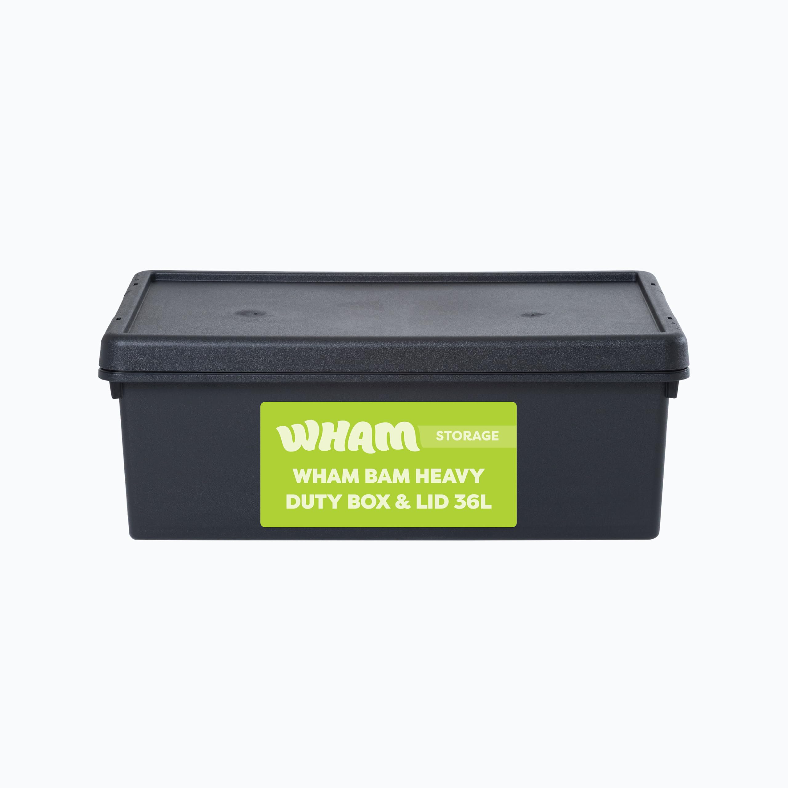 Wham Bam 6 x 36L Heavy Duty Boxes with Lids | Eco-Friendly Storage | Ideal for Tools, DIY & Outdoor Gear | 100% Recycled Plastic | Made in UK