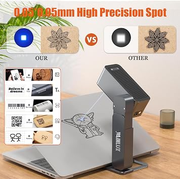 Home Laser Engraver, Mini Desktop Laser Engraver Angle and Height Adjustable, Foldable DIY Engraver Tool Pre-Assemble All-in-One for Beginners