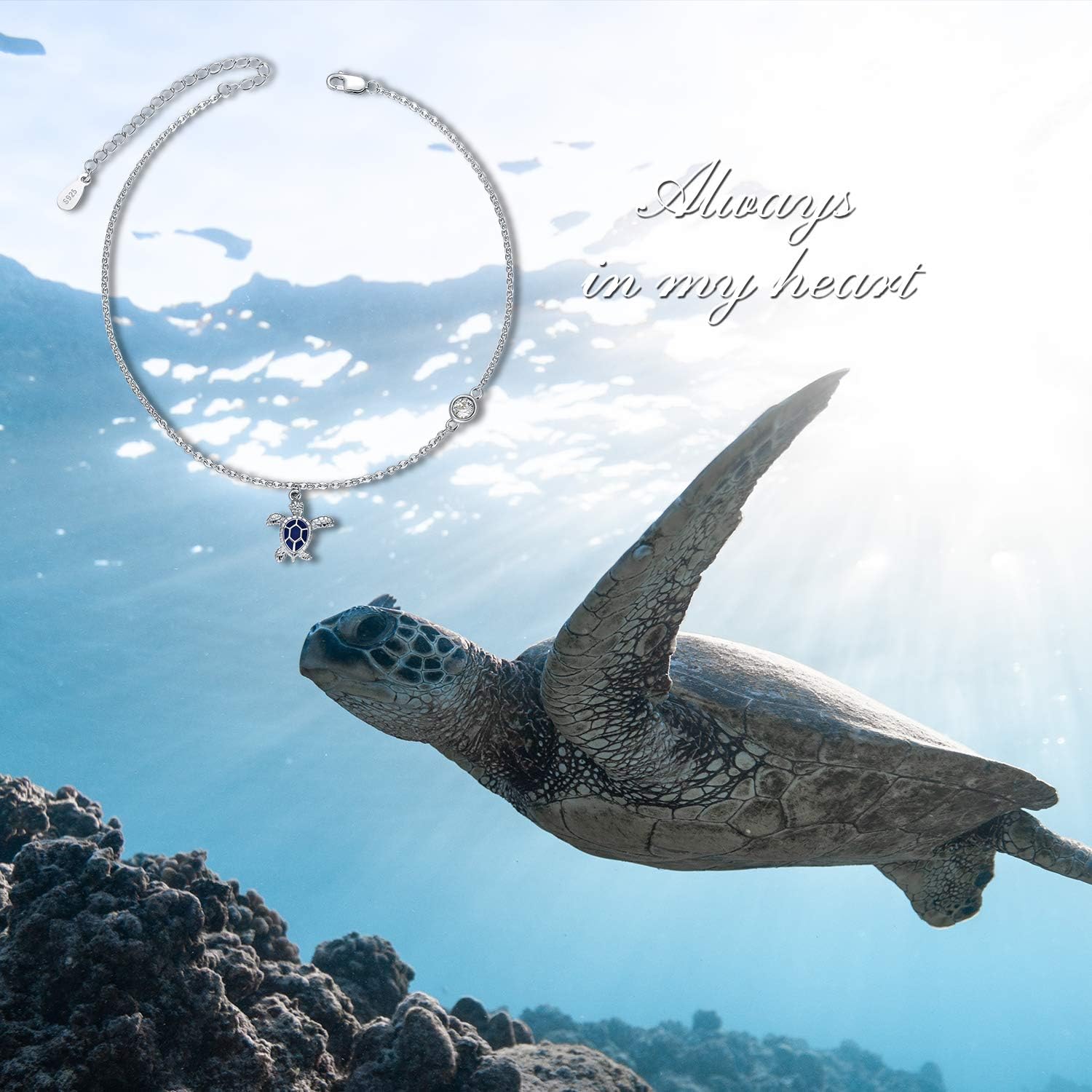 AOBOCO Boho Starfish Turtle Palm Tree Anklets for Women 925 Sterling Silver Adjustable Foot Ocean Beach Ankle Bracelet for Summer, Made with Austrian Crystals - Image 6