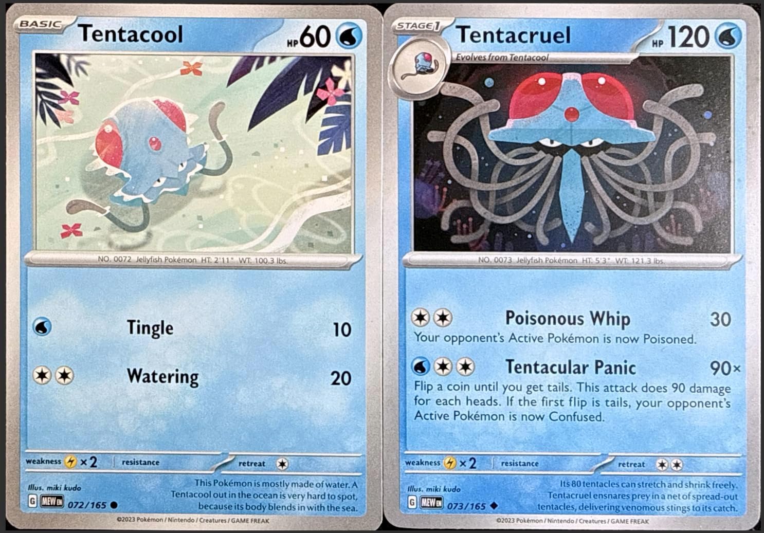 Tentacool - 072/165 + Tentacruel 073/165 - Evolution Set - Pokem 151 - NM/M