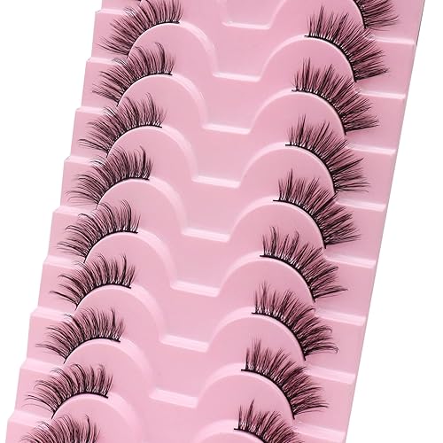 Miniatura 5 de Pestañas postizas de aspecto natural, 10 pares de pestañas esponjosas de ojo de gato, pestañas postizas hechas a mano, suaves, de 0.59 pulgadas, B01