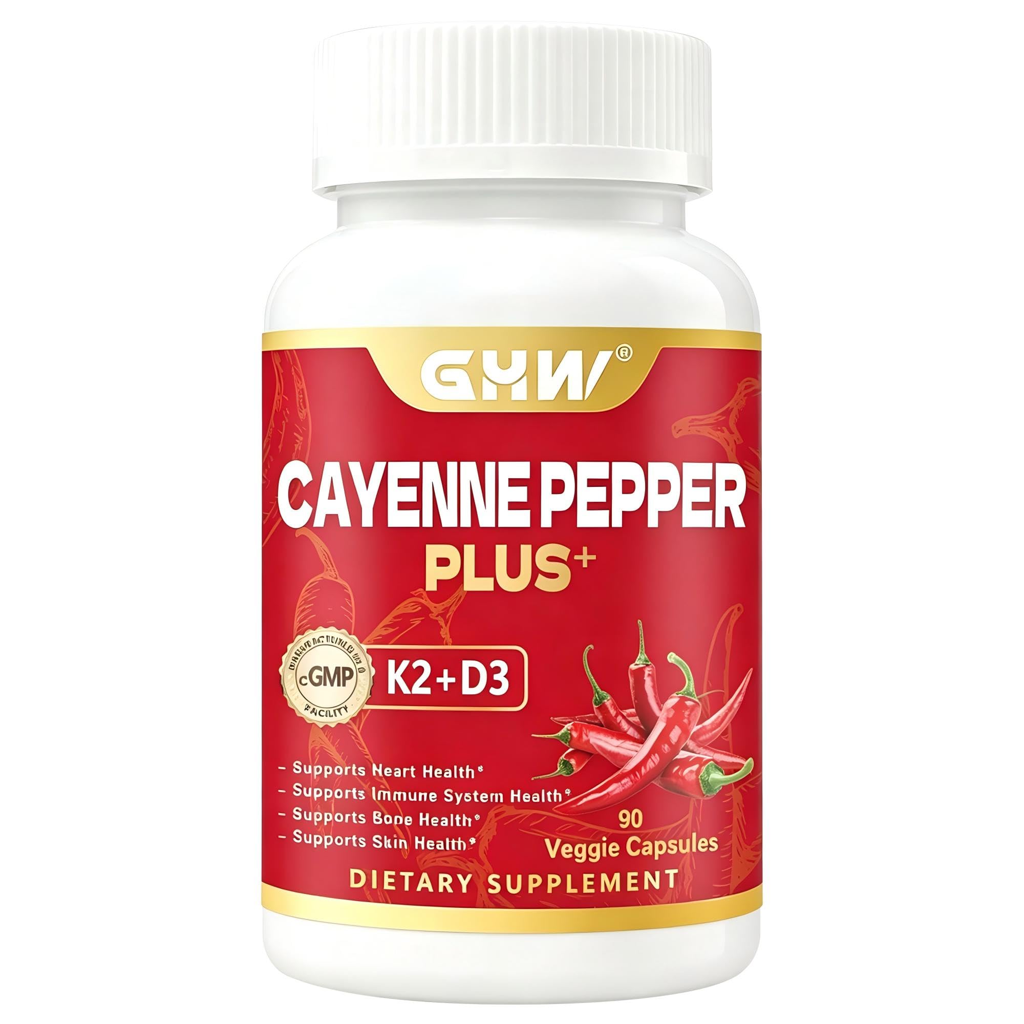 Cayenne Pepper Capsules | Natural Capsaicin Supplement w/ D3 & K2