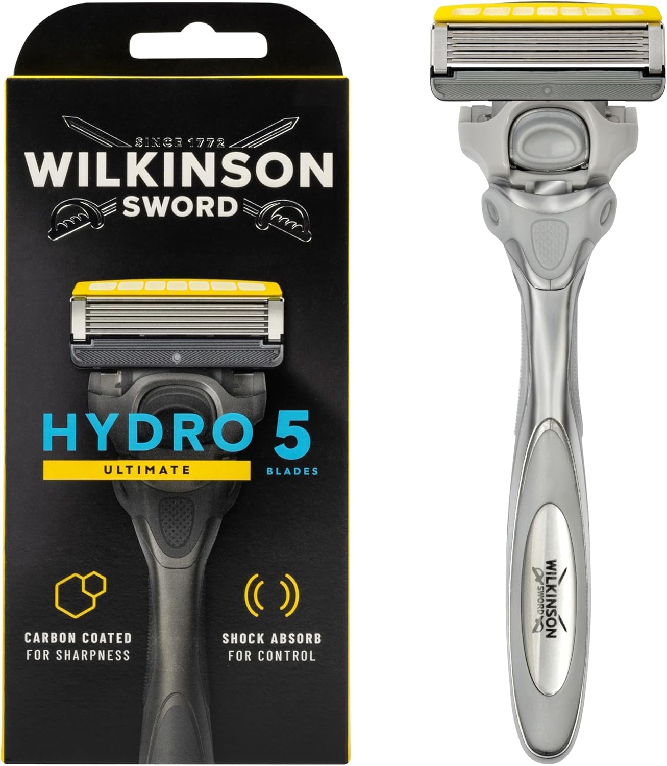 Hydro 5 Ultimate Razor For Men | Shock Absorb Technology | Hydrating Gel & Precision Trimmer | Handle + 1 Blade