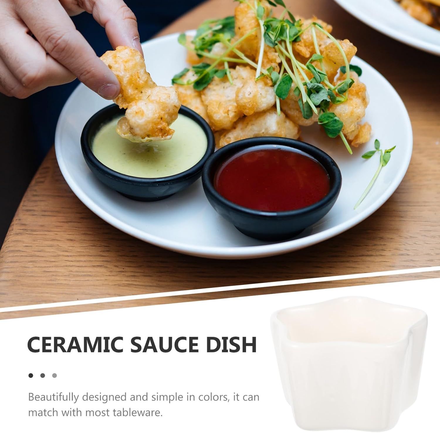 4pcs Ceramic Dipping Sauce Dish Star Shape Light-colored Side Bowl with Stable Placement and Excellent Durability for Appetizers and Parties