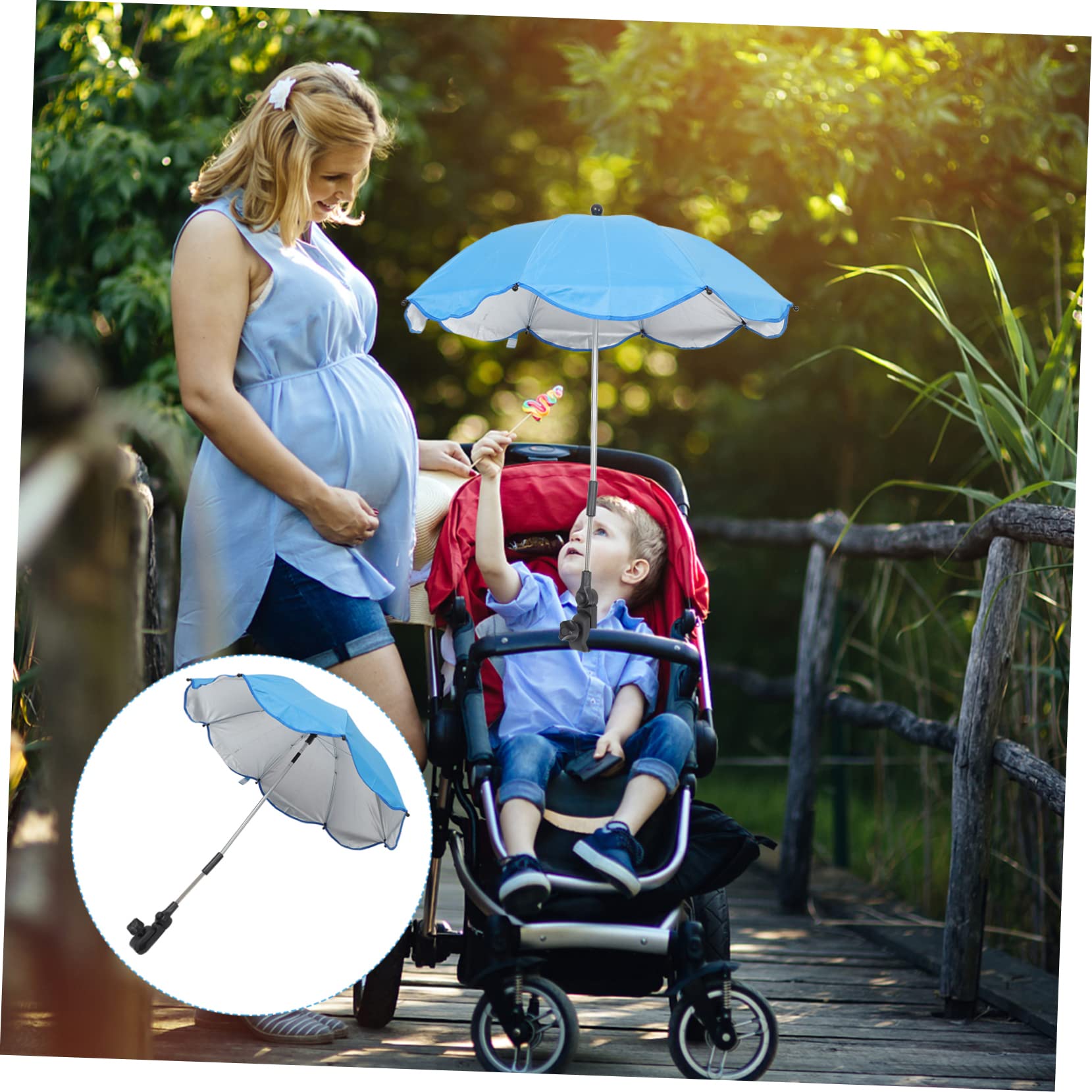 Generic Umbrella for Stroller Stroller Clip Umbrella Sunshade for Beach Accessories Durable UV Protection for Carriage Easy to Install