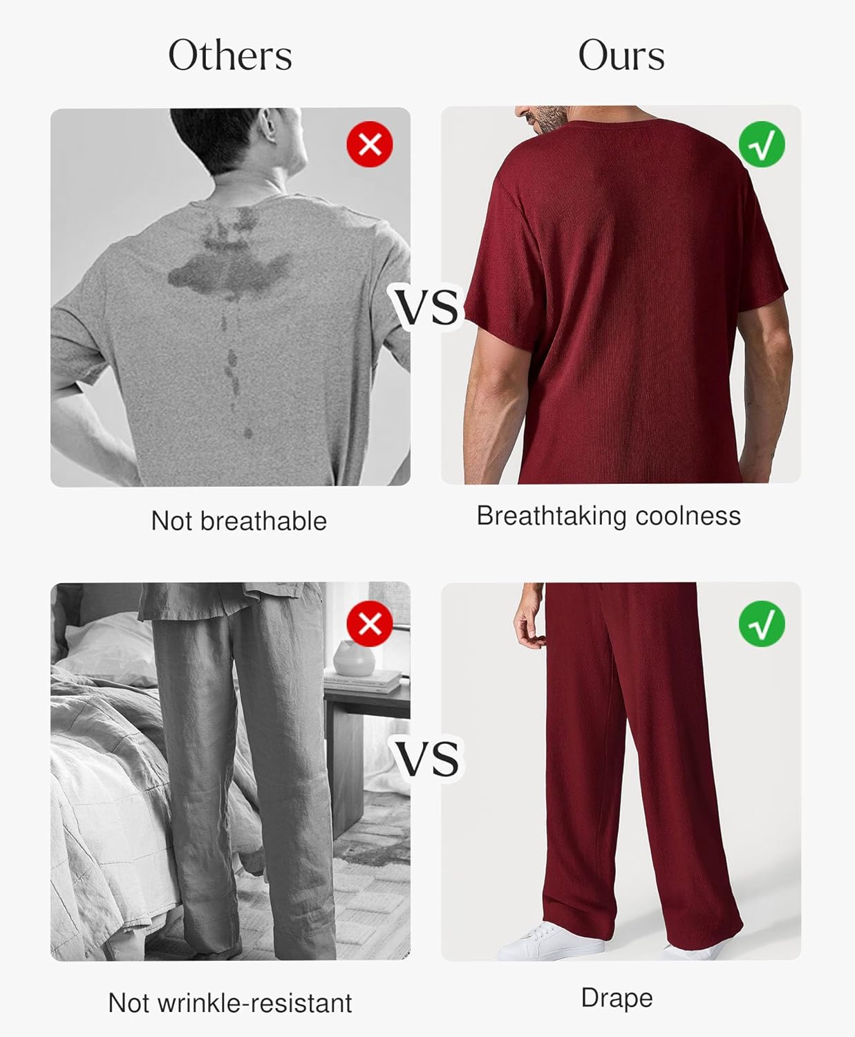 Popilush Mens Pajamas Set Soft Modal Lounge Pjs Set Home Street Comfort Crewneck Short Sleeve Sleepwear with Pockets - Image 5