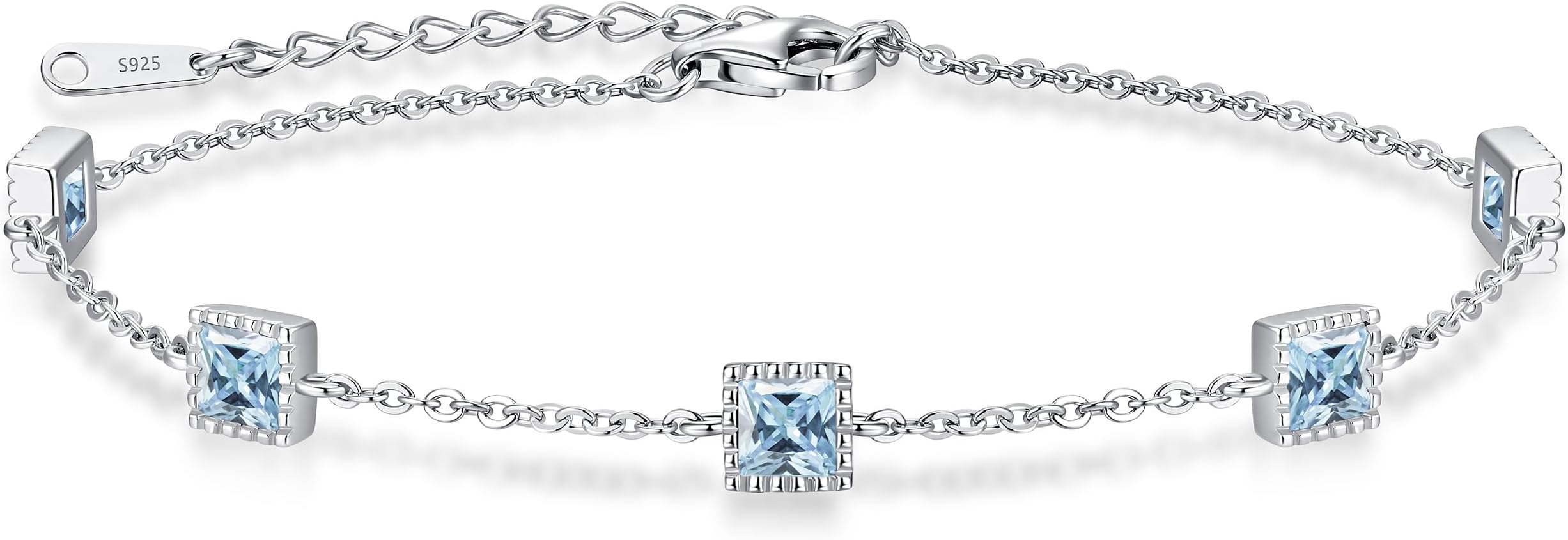 CDE925 Sterling Silver Birthstone Bracelets for Women, Dainty Women Charm Link Bracelet Adjustable, Birthday Anniversary Christmas Jewelry Gifts for Women Girlfriend Wife Mom Girls Her