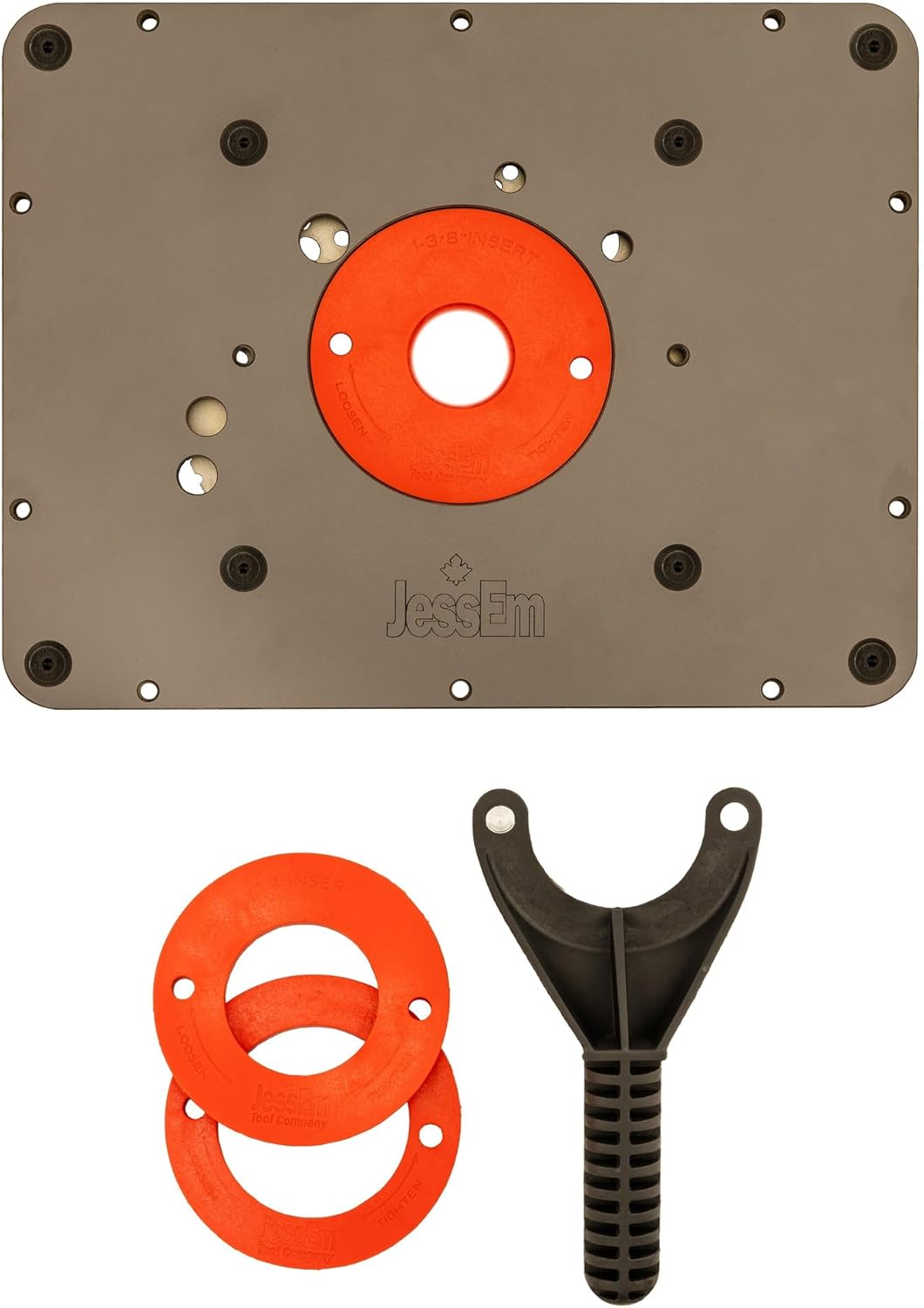 JessEm 03110 Mast-R-Plate Stainless Steel Router Mounting Plate for 9-1/4 x 11-3/4 Inch Table Tops Precision Woodworking Tool for Router Tables and Accessories