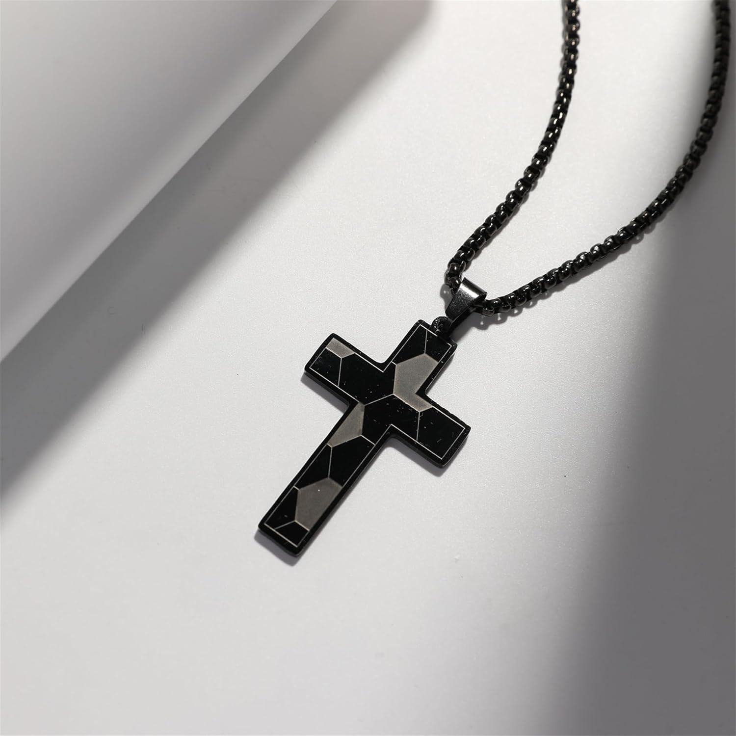 Soccer Cross Necklace for Men, Black Cross Necklace Gifts for Men, First Communion Baptism Religious Christmas Birthday Pendant Chain Gifts - Image 8