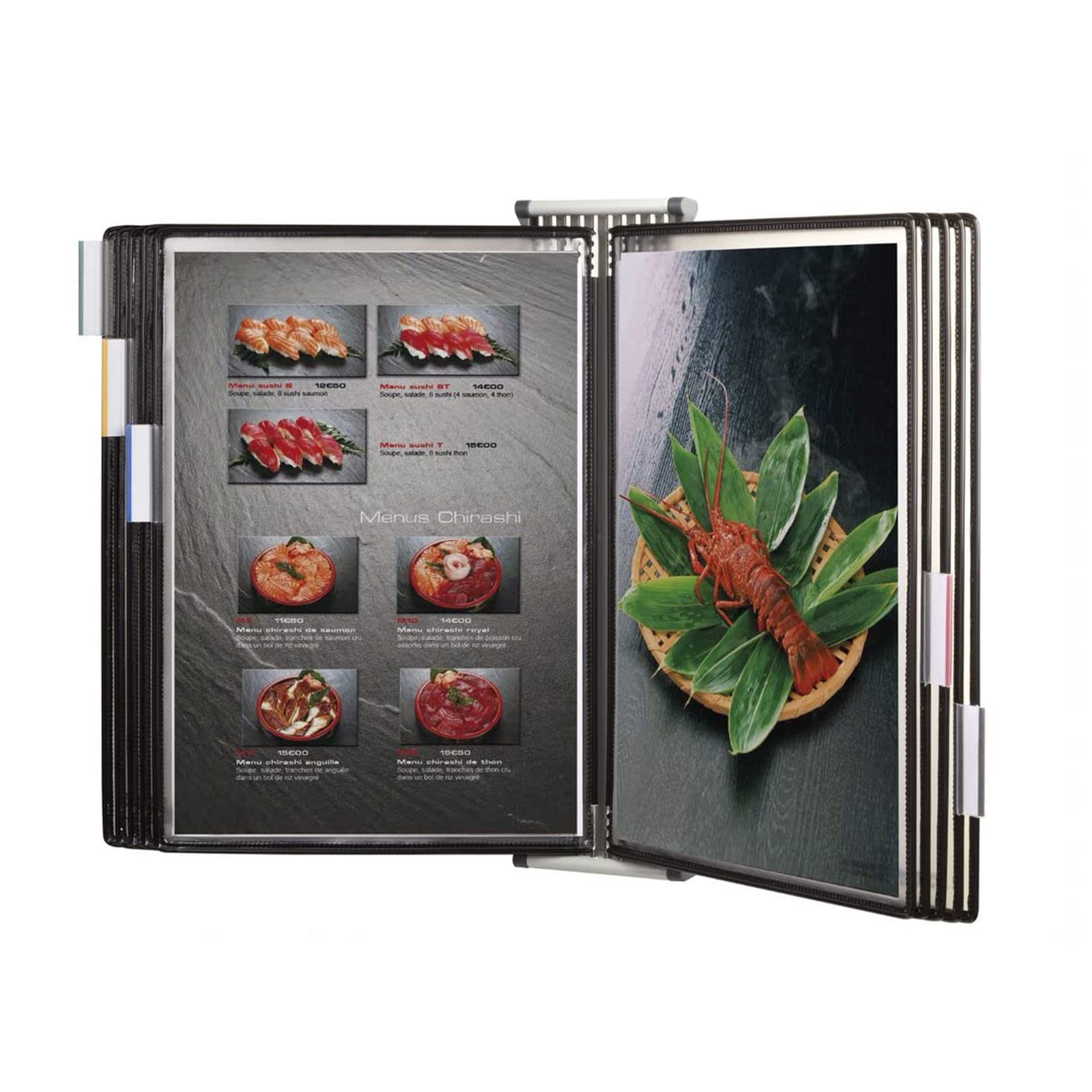 IUokLU Wall Mount Catalog Display Rack, Wall Reference System with 10 Display Pockets, 20 Sheet Capacity Deluxe Catalog Display Racks, for Restaurant Menu,Folders