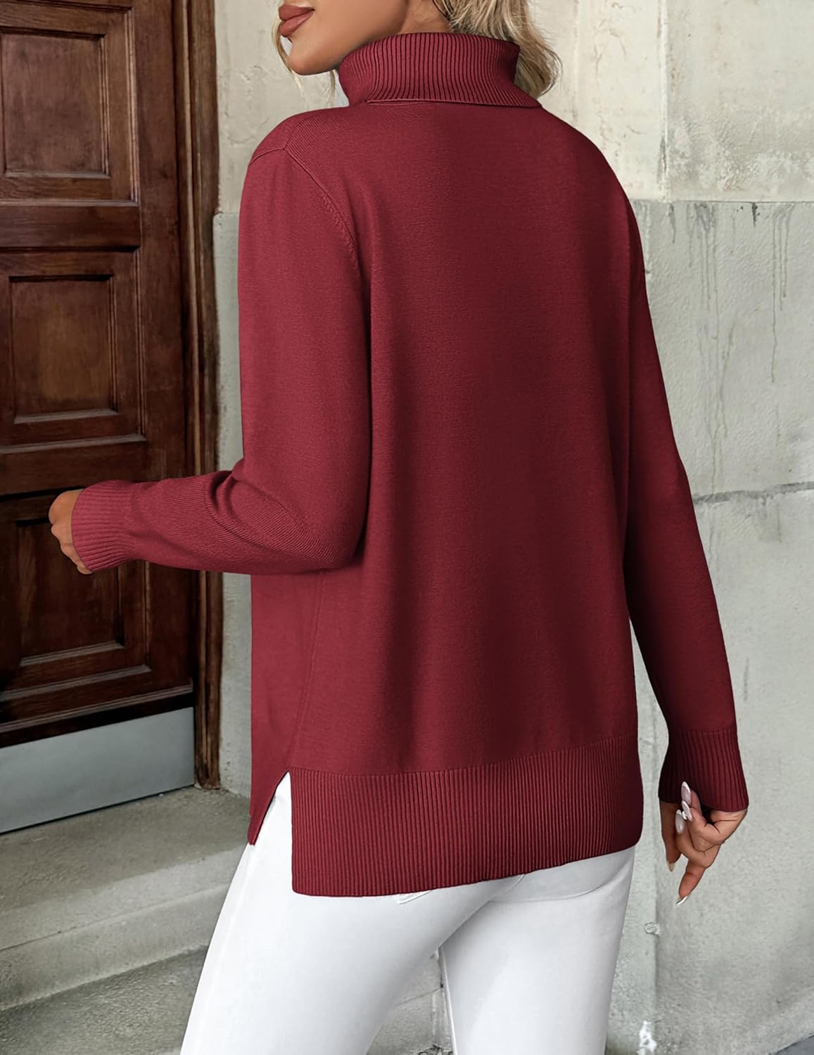 Zeagoo Women's Turtleneck Sweater Long Sleeve Spilt Hem Casual Knit Pullover Chunky Fall Winter Jumper Top 2026 - Image 5