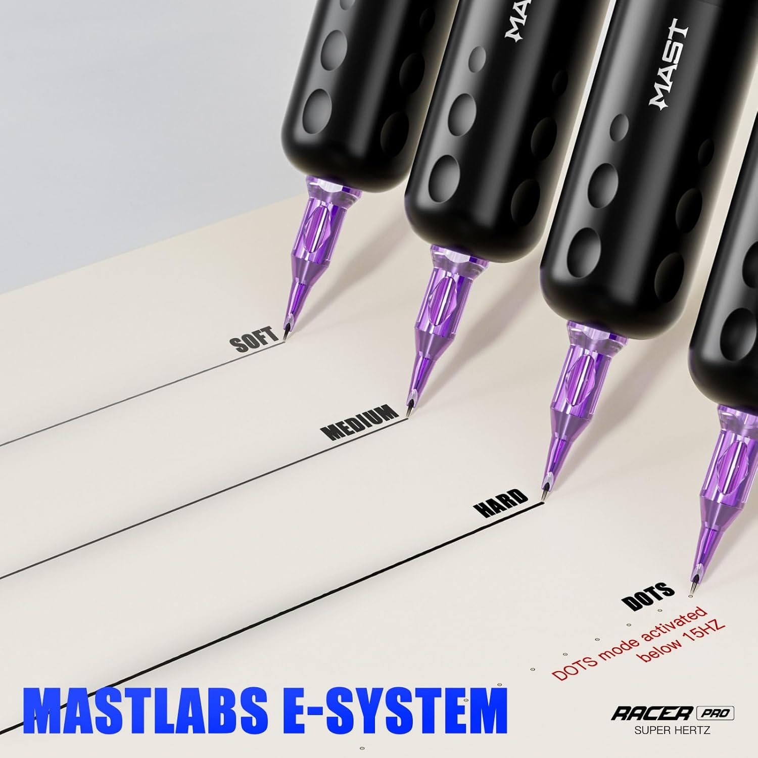 Mast Tattoo Racer Pro Wireless Tattoo Machine - Adjustable Soft & Hard Stroke with 3-140Hz Variable Frequency - Professional Mcore-Pro Motor Cordless Pen for Dotwork, Realism, Lining & Shading