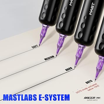 Mast Tattoo Racer Pro Wireless PMU Machine - Permanent Makeup Pen with Adjustable Soft & Hard Stroke 3-140Hz Variable Frequency - Cordless Pen for Microblading, Powder Brows, Eyeliner & Lip Blush