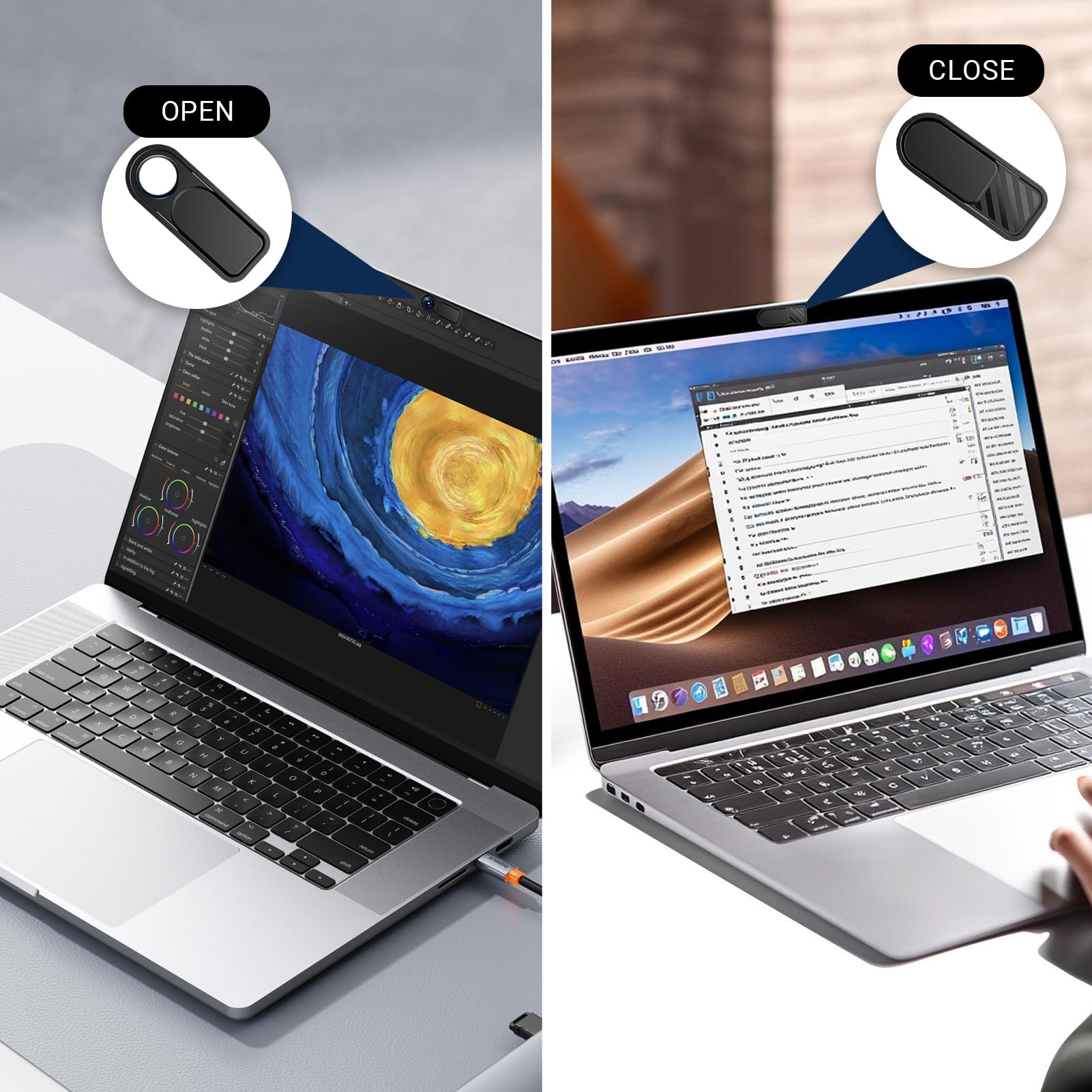 4 Pezzi Copertura Webcam, Copri Webcam per Privacy della Camera del Laptop e del Telefono, Protezione per la Privacy, per Laptop, Computer Portatile, Phone, Tablet, Smartphones, Noteboook (Nero)
