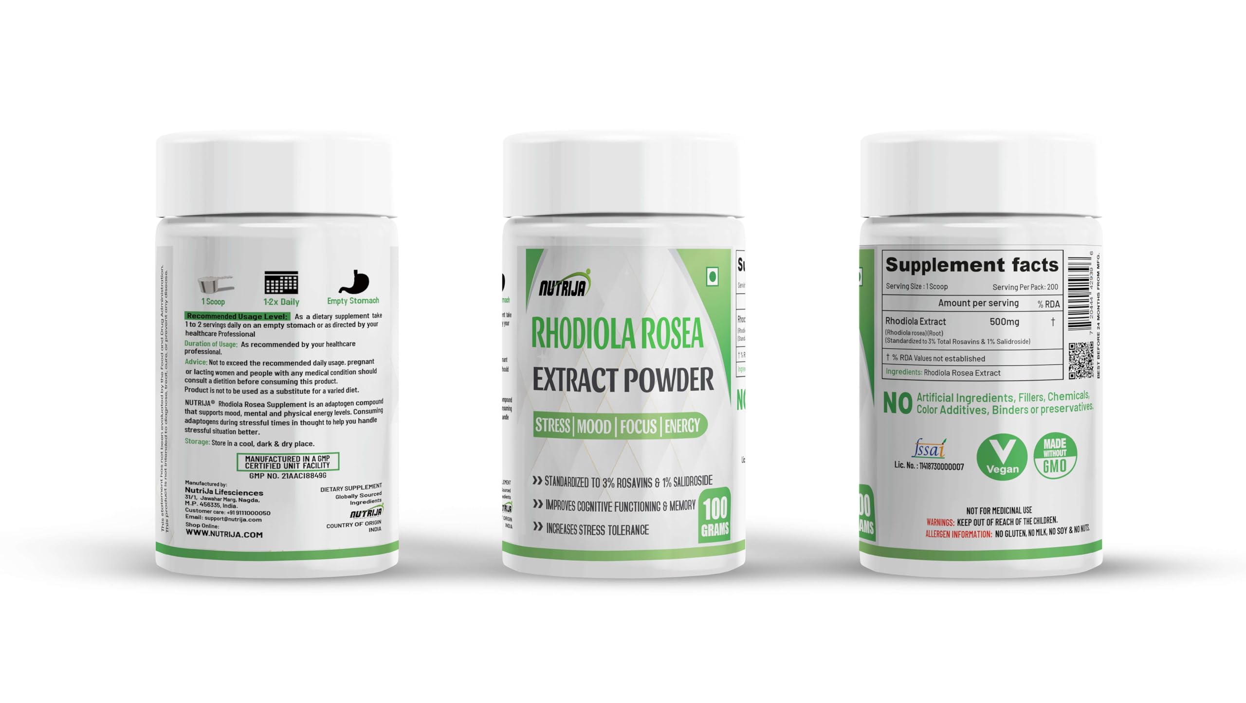 NutriJa Rhodiola Rosea Root Extract Powder | 1% Salidroside (100 Grams) — Amazon image 4