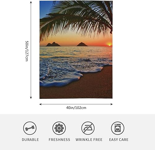 Miniatura 2 de HGOD DESIGNS Pacific Sunrise at Lanikai - Manta de playa hawaiana, manta de franela súper suave, manta de cama ligera y mullida para cama, sofá y