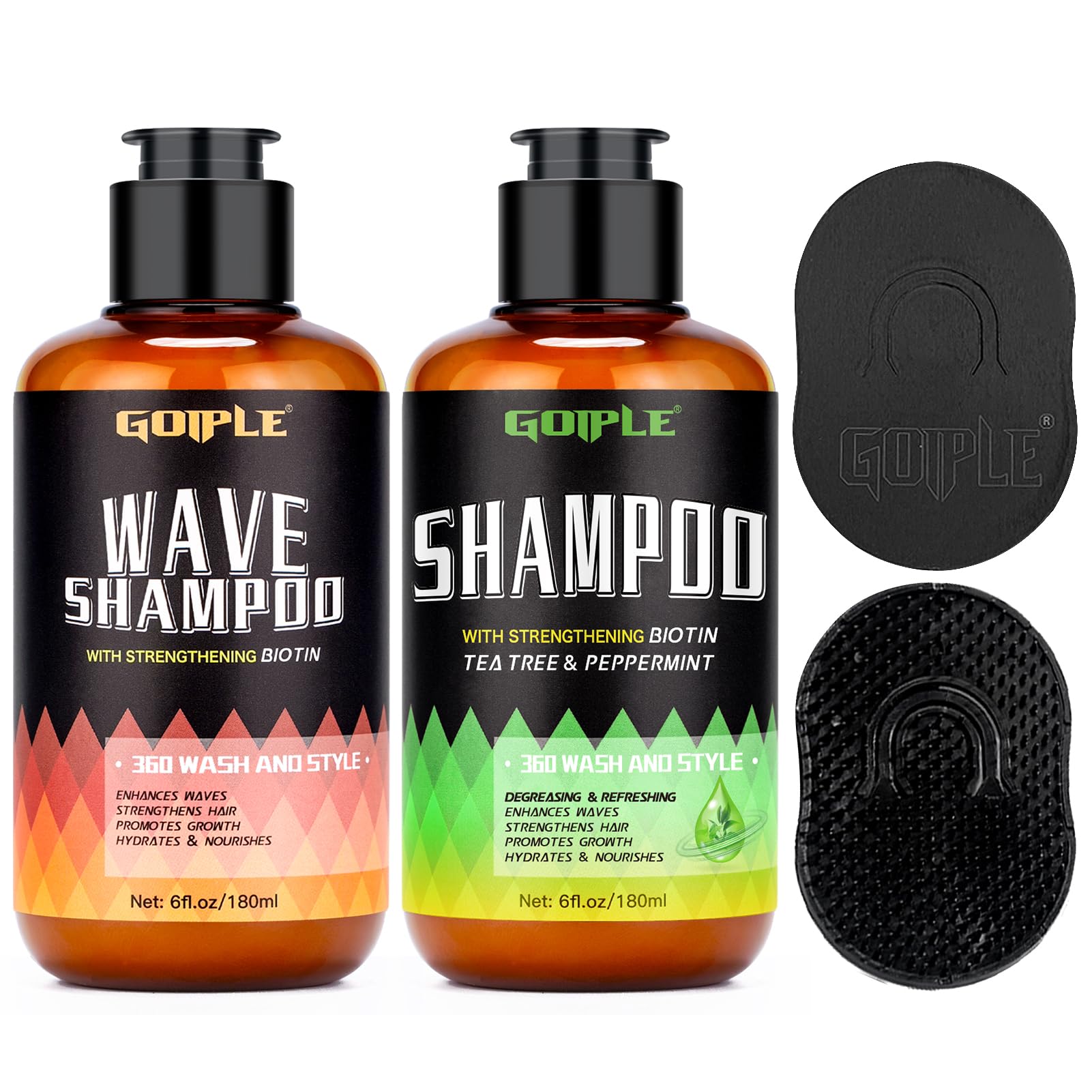 12 FL OZ Wash Shampoo for Black Men - 360 Waves Shampoo for Men Hydration Enhance Shampoos Biotin