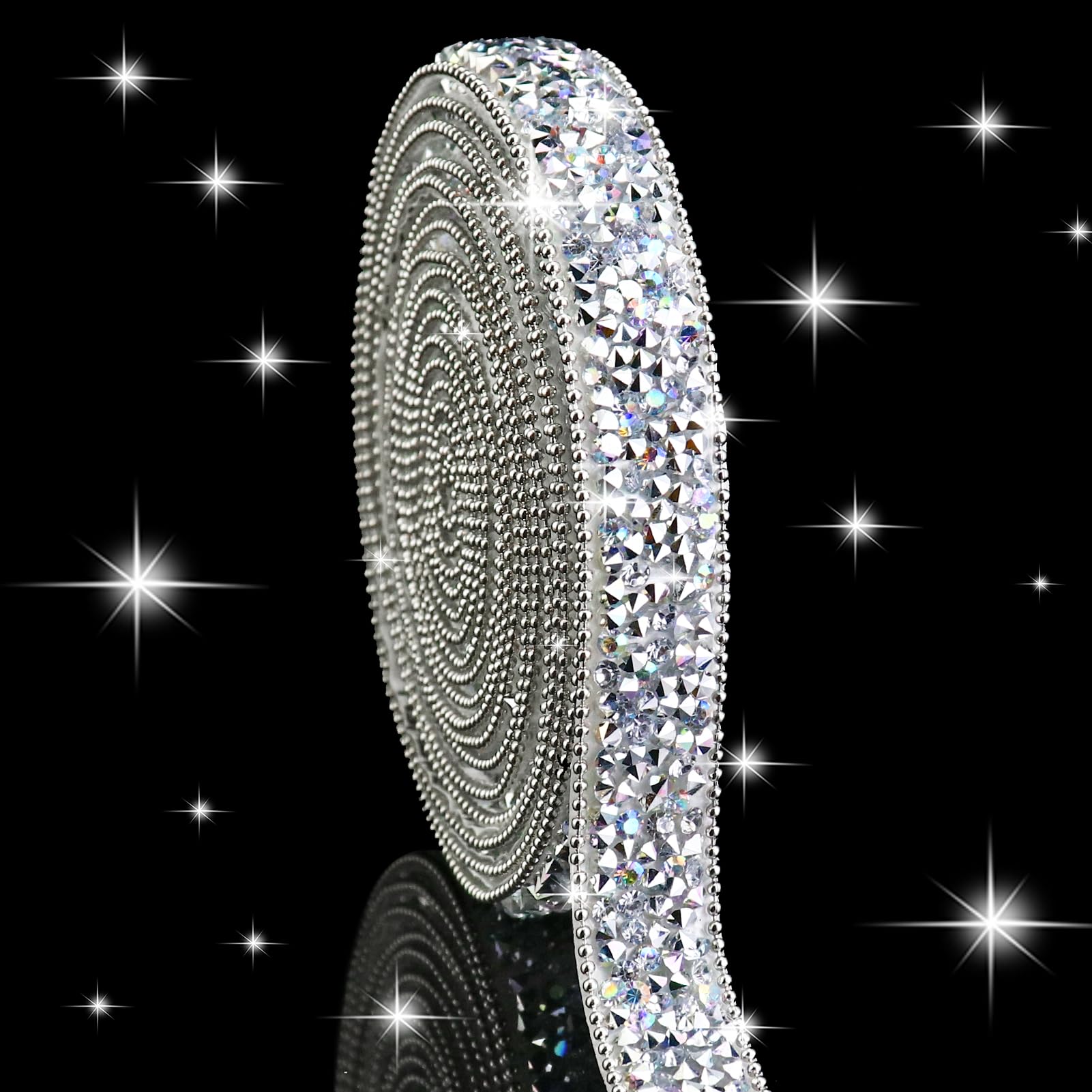Amazon.com: Dowarm 3 Yards Silver Rhinestone Ribbon Self Adhesive ...