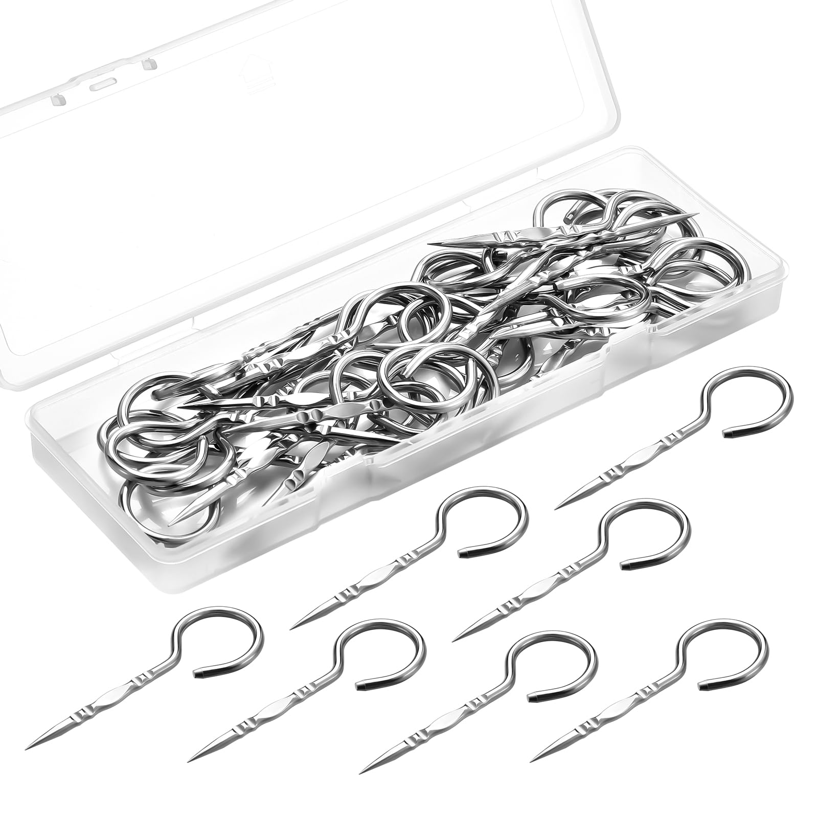 Potchen 30 Pcs Stainless Steel Grill Pins 2.36 Inch Reusable BBQ Skewers for Wrapping Bacon Meat Steak Fruits and Vegetables Metal Mini Short Barbecue Accessories for Family Baking Camping Grilling