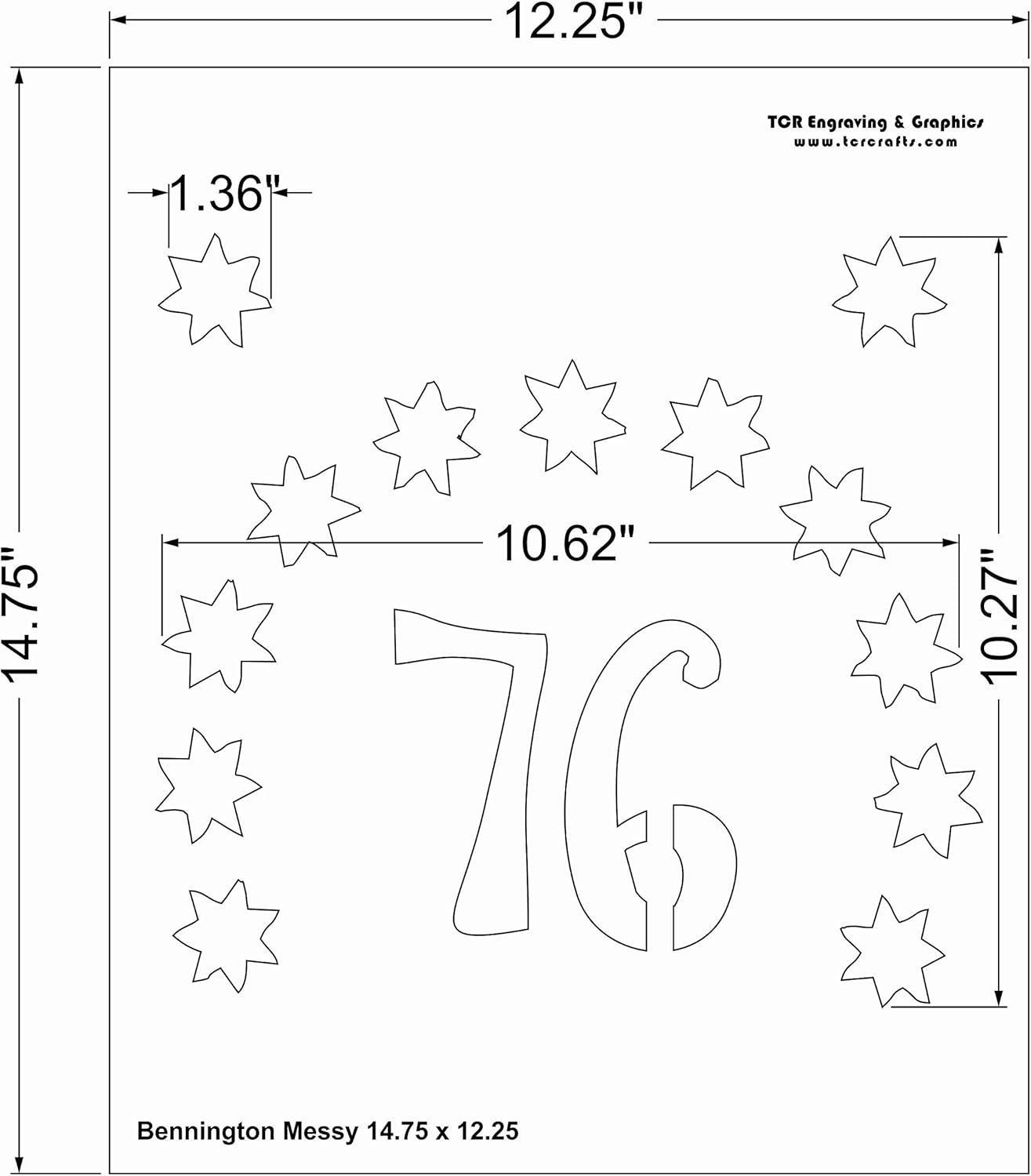 13 Star Field Stencil - Bennington- Messy-US/American Flag - 14.75 x 12.25 Inches