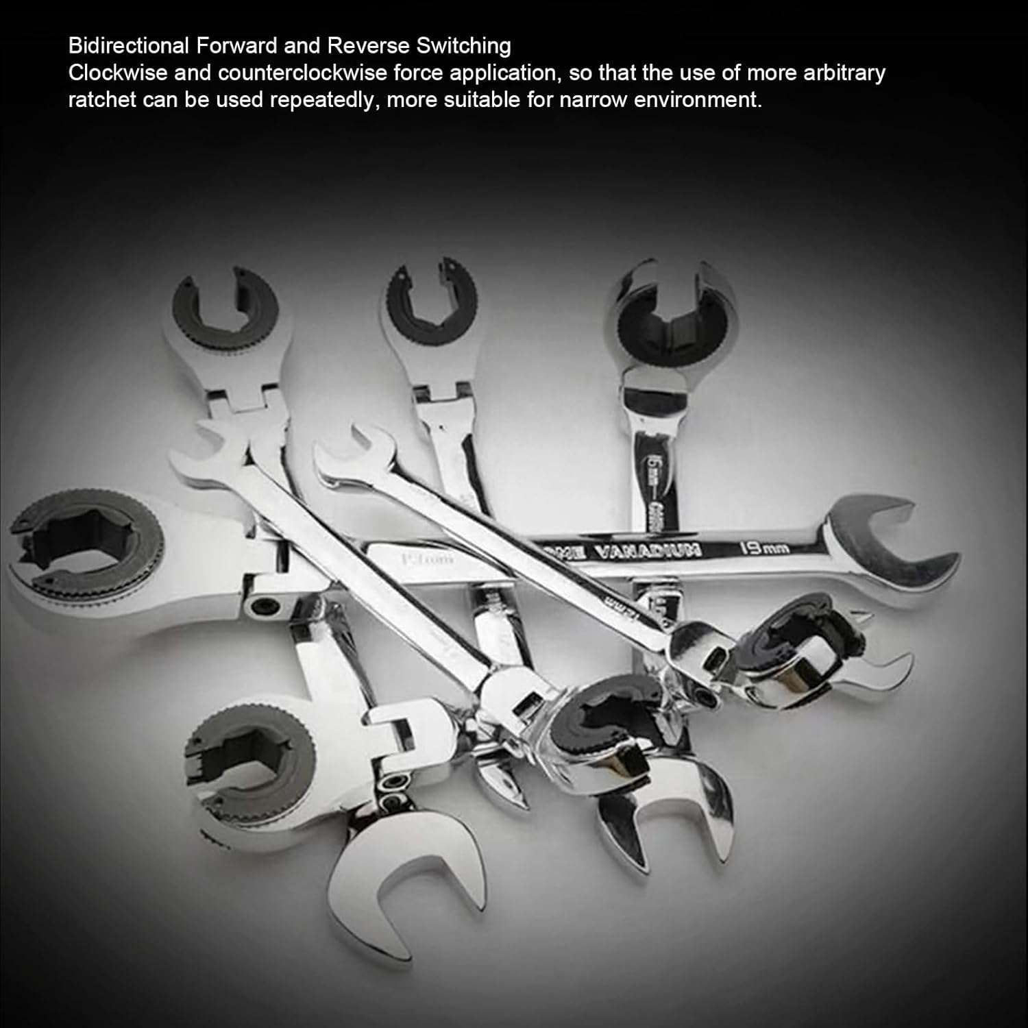 Walfront 6Pcs Ratcheting Wrench Set 10-17mm Metric Open Head 72 Teeth Gear Adjustable Tubing Wrench for Air Conditioning Brake Fuel Pipe Nuts