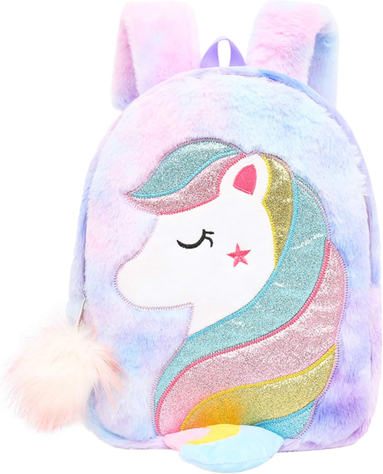 HICCUPfishCBOALOGR Cute Plush Unicorn Toddler Small Backpack Little Plush Bookbag for Girls 3 to 6 years old