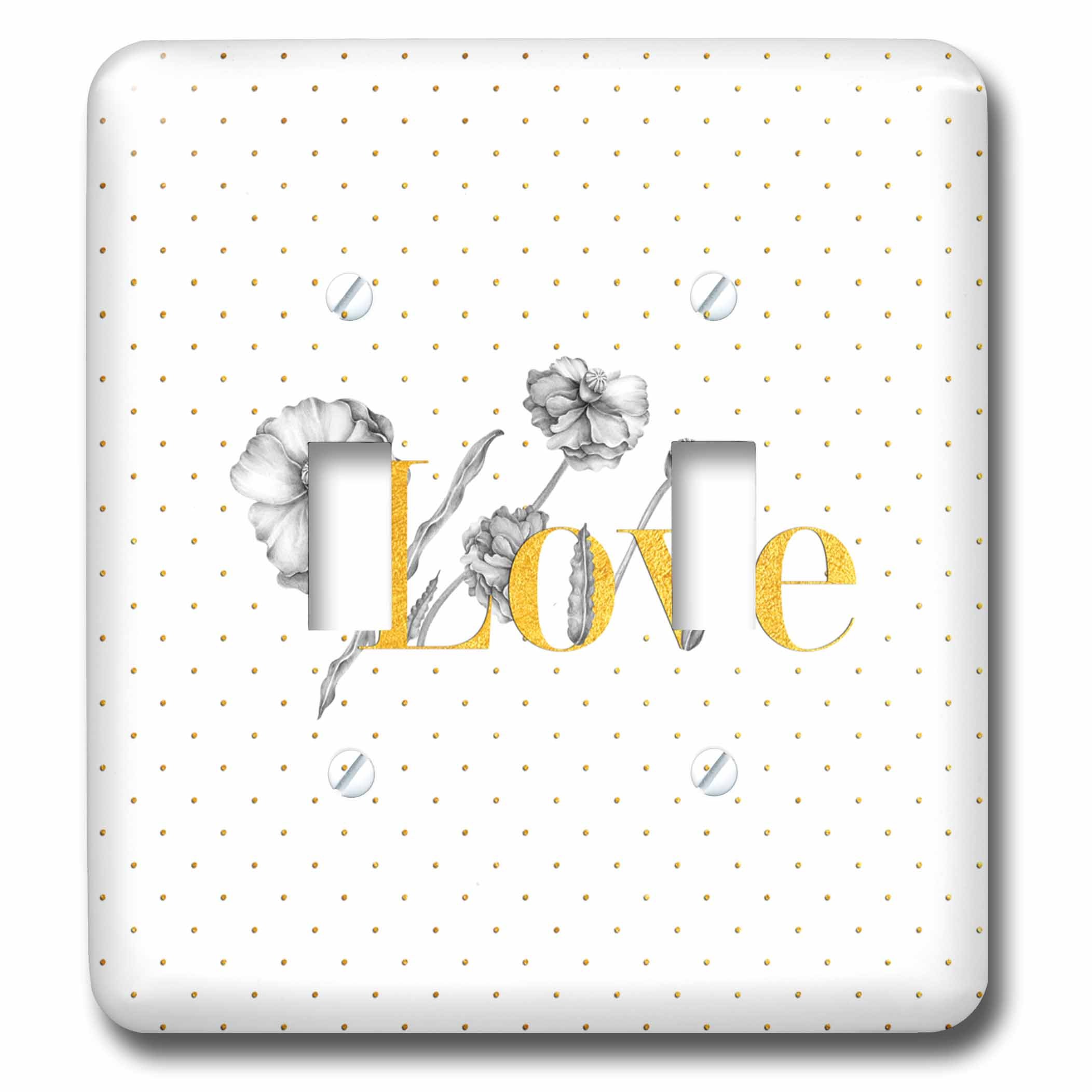 Interrupteur double Love fleurs polkadots pour décoration murale chic