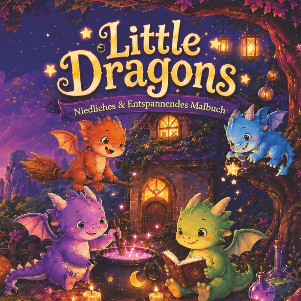 Little Dragons: Niedliches Drachen-Ausmalbuch für Erwachsene und Jugendliche voller niedlicher Drachen und gemütlicher Szenen zum Entspannen und Kreativsein