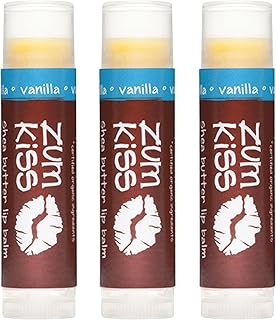 Indigo Wild Zum Kiss Stick - Natural Lip Balm with Organic Beeswax, Sunflower Oil & Vitamin E - Flavored, Hydrating Lip Moisturizer - Vanilla (3 Pack)