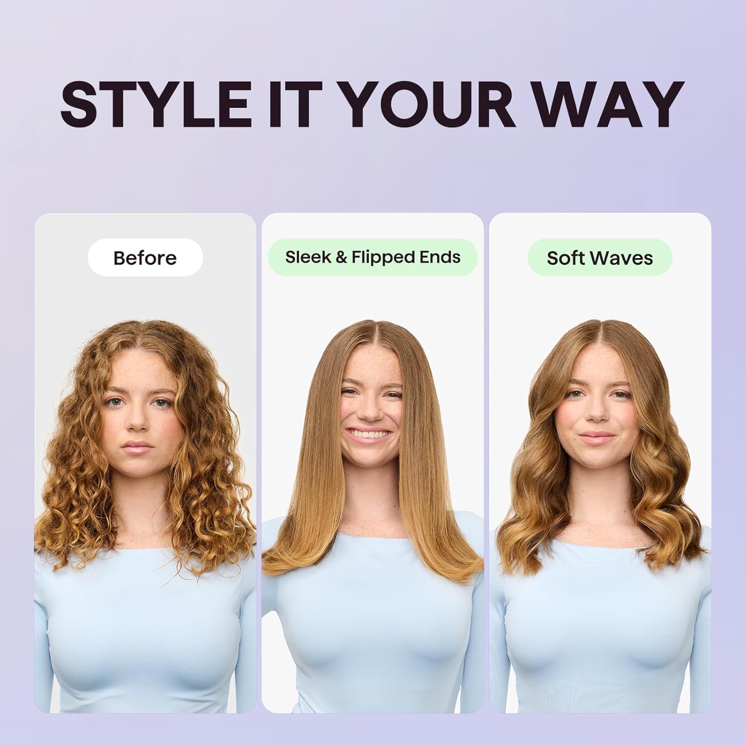 Wavytalk Hair Straightener Brush, Sleek Sweep Ionic Straightening Brush, Anti-Scald Ceramic Straightener Comb with LED Display for Super Smooth Hair, Dual Voltage, Rose Gold. - Image 5