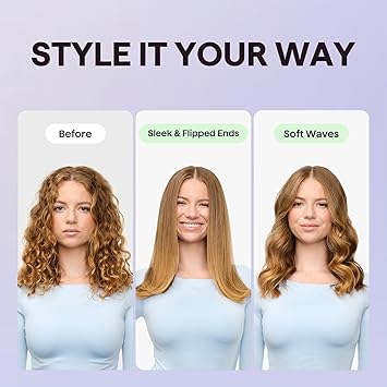 Wavytalk Hair Straightener Brush, Sleek Sweep Ionic Straightening Brush, Anti-Scald Ceramic Straightener Comb with LED Display for Super Smooth Hair, Dual Voltage, Pink.