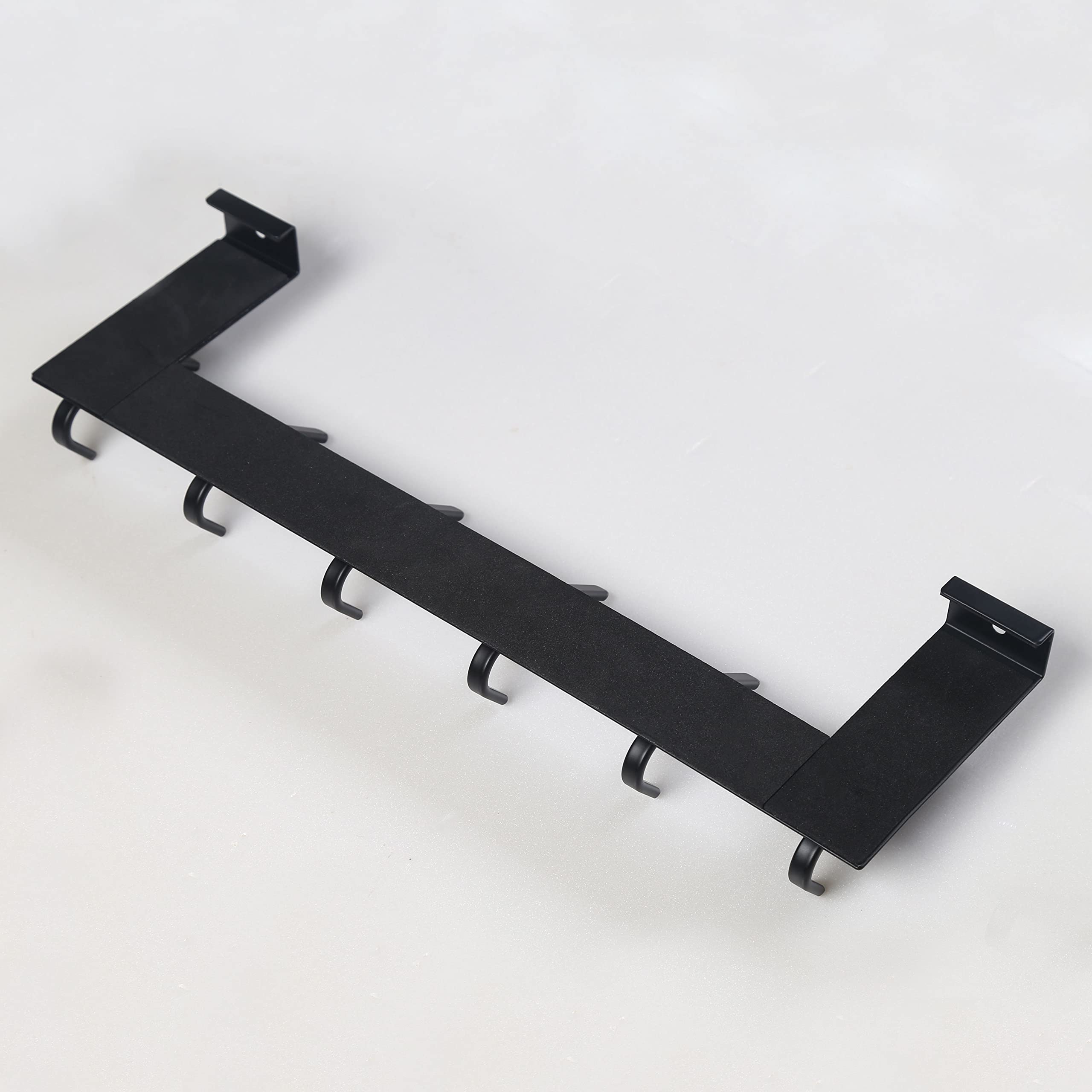 SKOLOO Porte-manteaux avec 6 crochets, crochet de porte à suspendre sans perçage, crochet de porte pour la cuisine, la salle de bain, le salon et le couloir, Noir