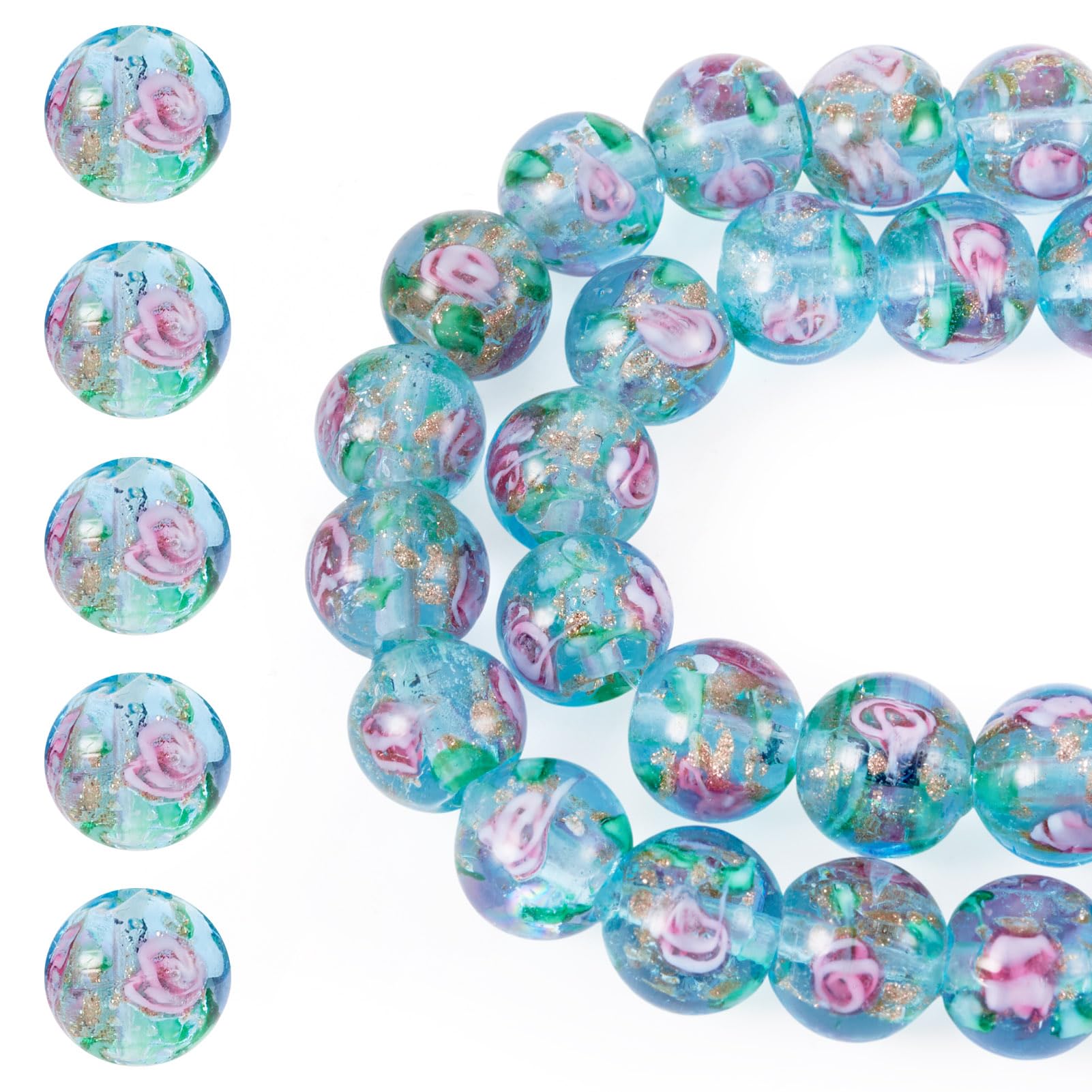 Perles en verre doré bleu ciel pour façonner des bijoux chargés de souvenirs