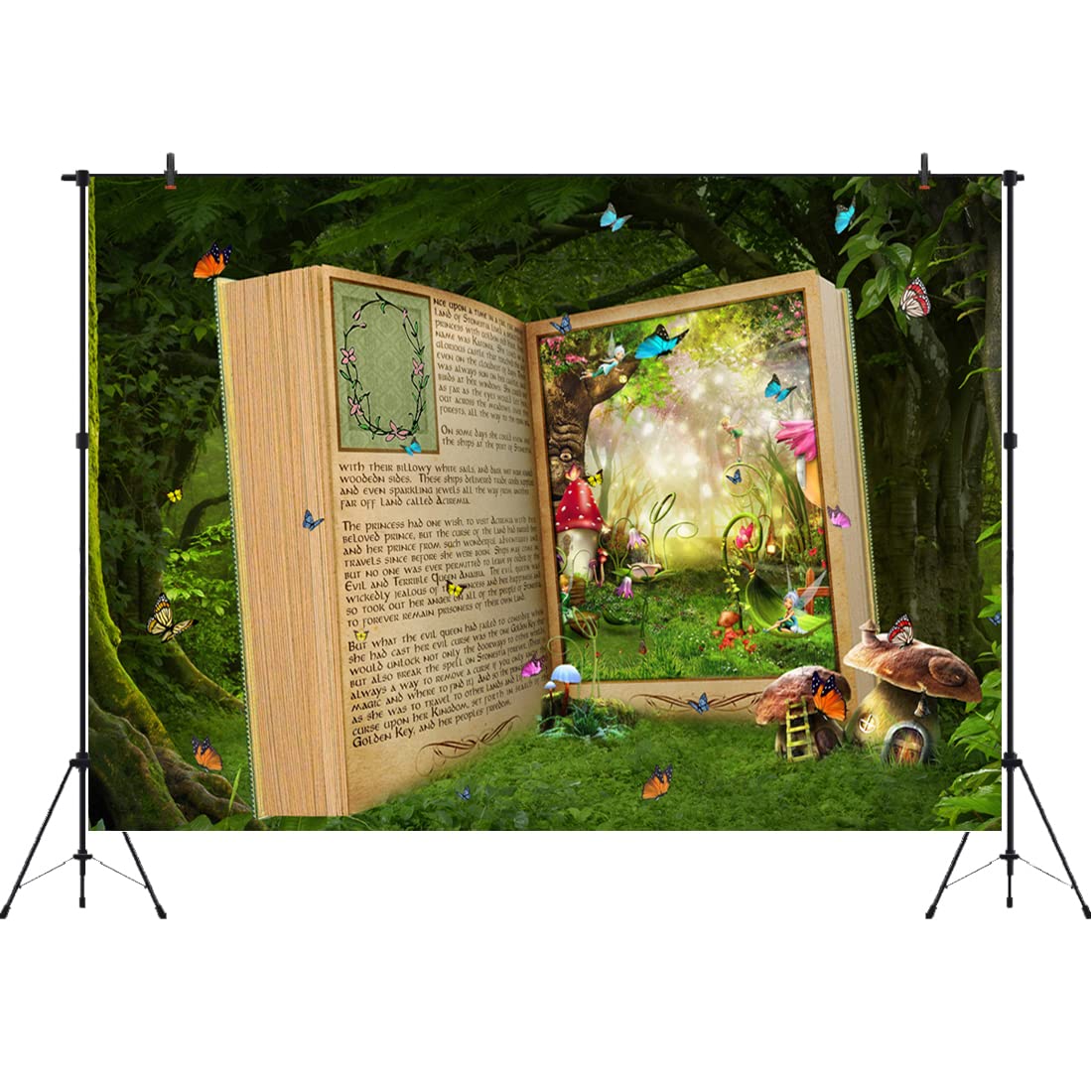 Ttincceer 2.2x1.5m Toile de Fond de forêt enchantée Conte de fées rêveur Brillant Papillon Fille Anniversaire Photographie Fond Monde Magique Baby Shower fête d'anniversaire décoration bannière