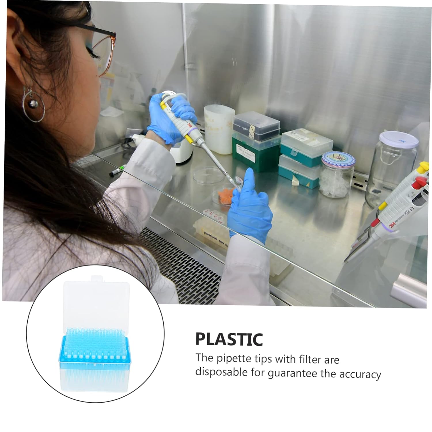 100pcs Filter Pipette Tips Lab Disposal Tips High Density Material Filter Cross Pollution Prevention