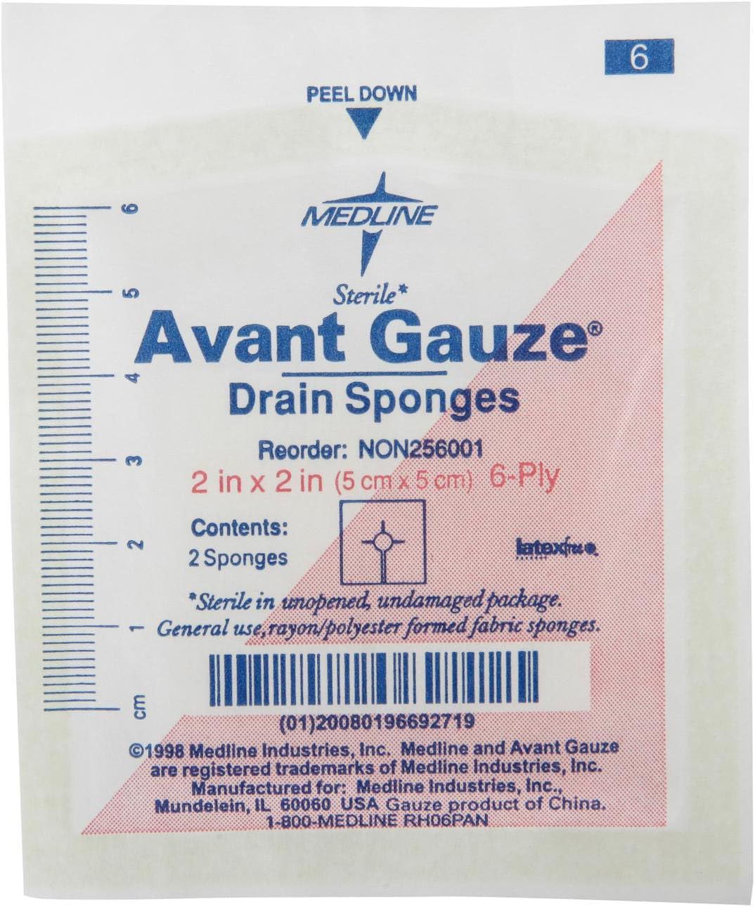 MEDLINE NON256001 NON256001Z Avant Gauze Sterile Drain Sponge (Pack of 70)