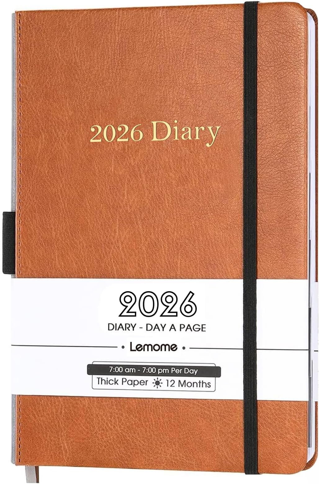 Lemome 2025 Diary - Daily Planner 2025, January 2025 - December 2025 Appointment Book, 5.75" x 8.5", Hourly Planner 2025 with Tabs/Pen Loop/Bookmarks