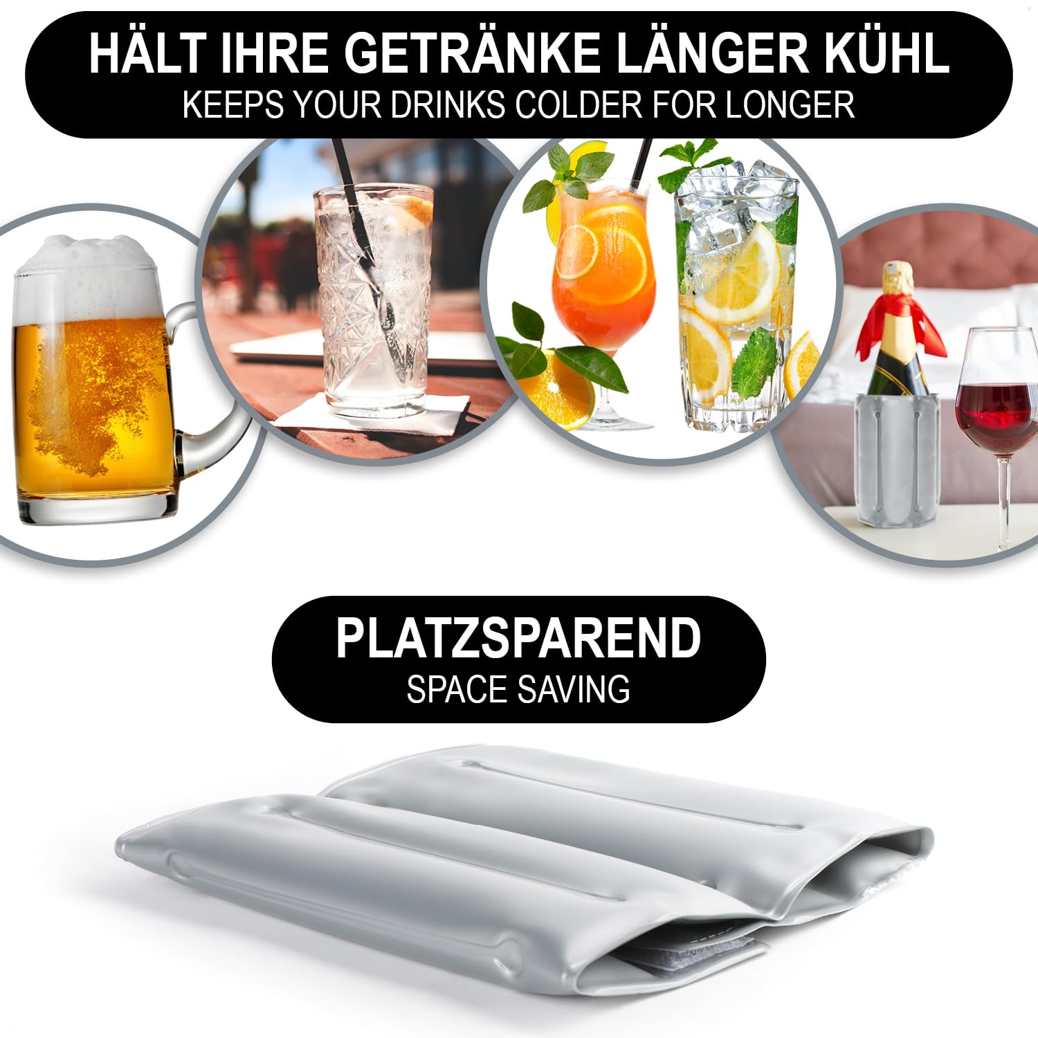 COM-FOUR® 2x enfriador de botellas para llevar - funda enfriadora de vino con cierre rápido - funda refrigerante para enfriar cerveza, vino y refrescos - enfriador de champán (02 piezas - gris)