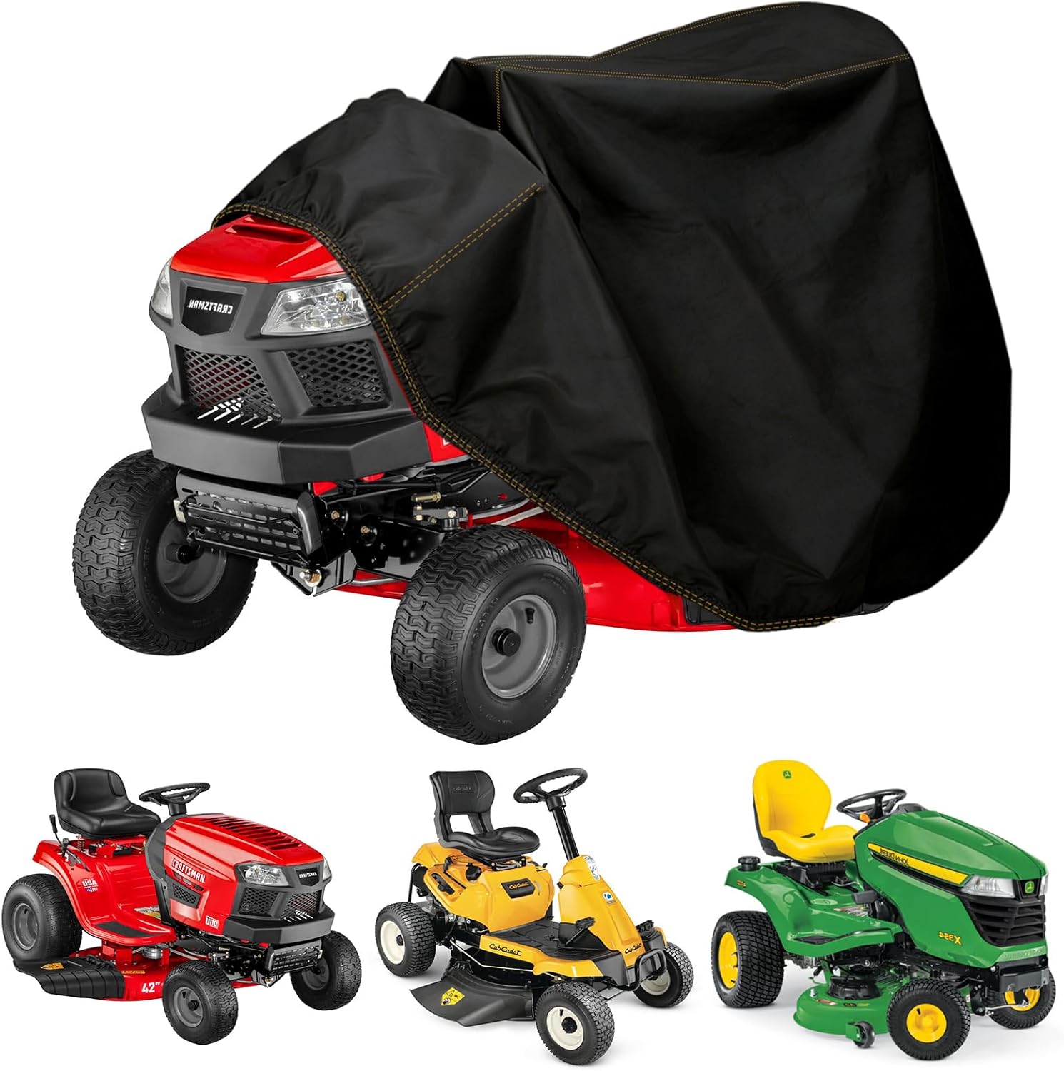 Chikia Small Riding Lawn Mower Cover Storage Waterproof Compatible with up to 35 inch Decks Cub Cadet,Troy-Bilt,Husqvarna,MTD,Greenworks, EGO,Craftsman Windproof Outdoor