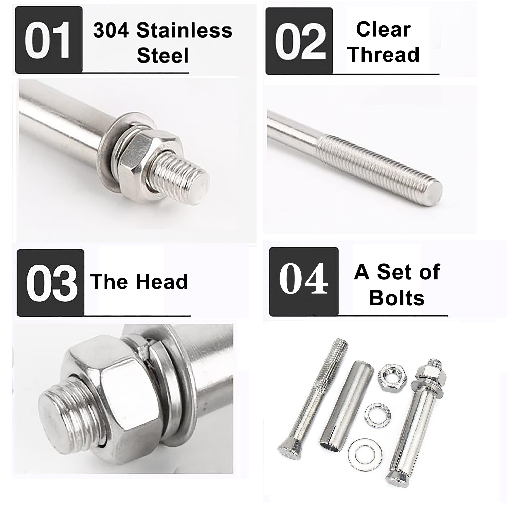 Scharnier Edelstahl Schwerlast M6 M8 M10 M12 Ausdehnungsbolzen – Edelstahl  304 Wandanker Für Beton & Mauerwerk Wandanker Edelstahl 304