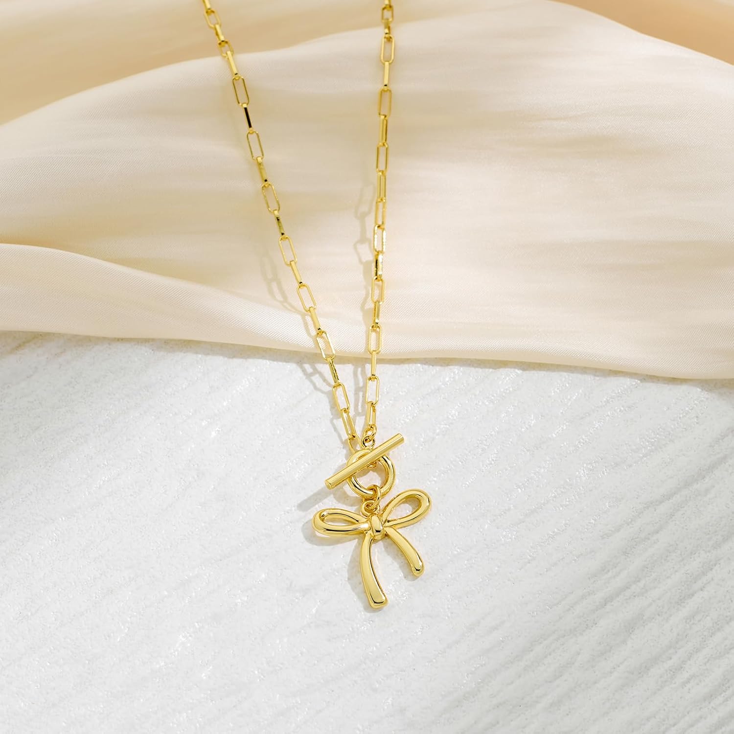 Bow Toggle Necklace for Women Trendy Simple Bow Jewelry - Image 6