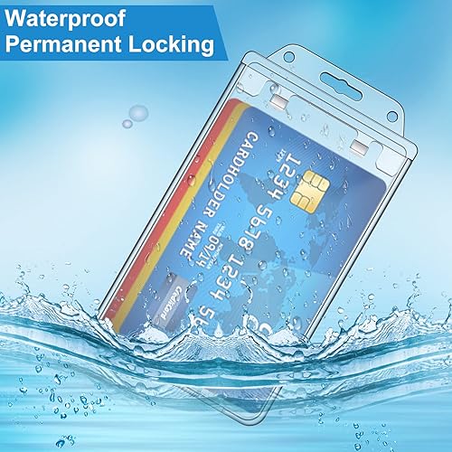 Miniatura 4 de Tinlade Paquete de 30 portatarjetas de plástico duro con bloqueo permanente, vertical, transparente, funda protectora resistente para oficina,